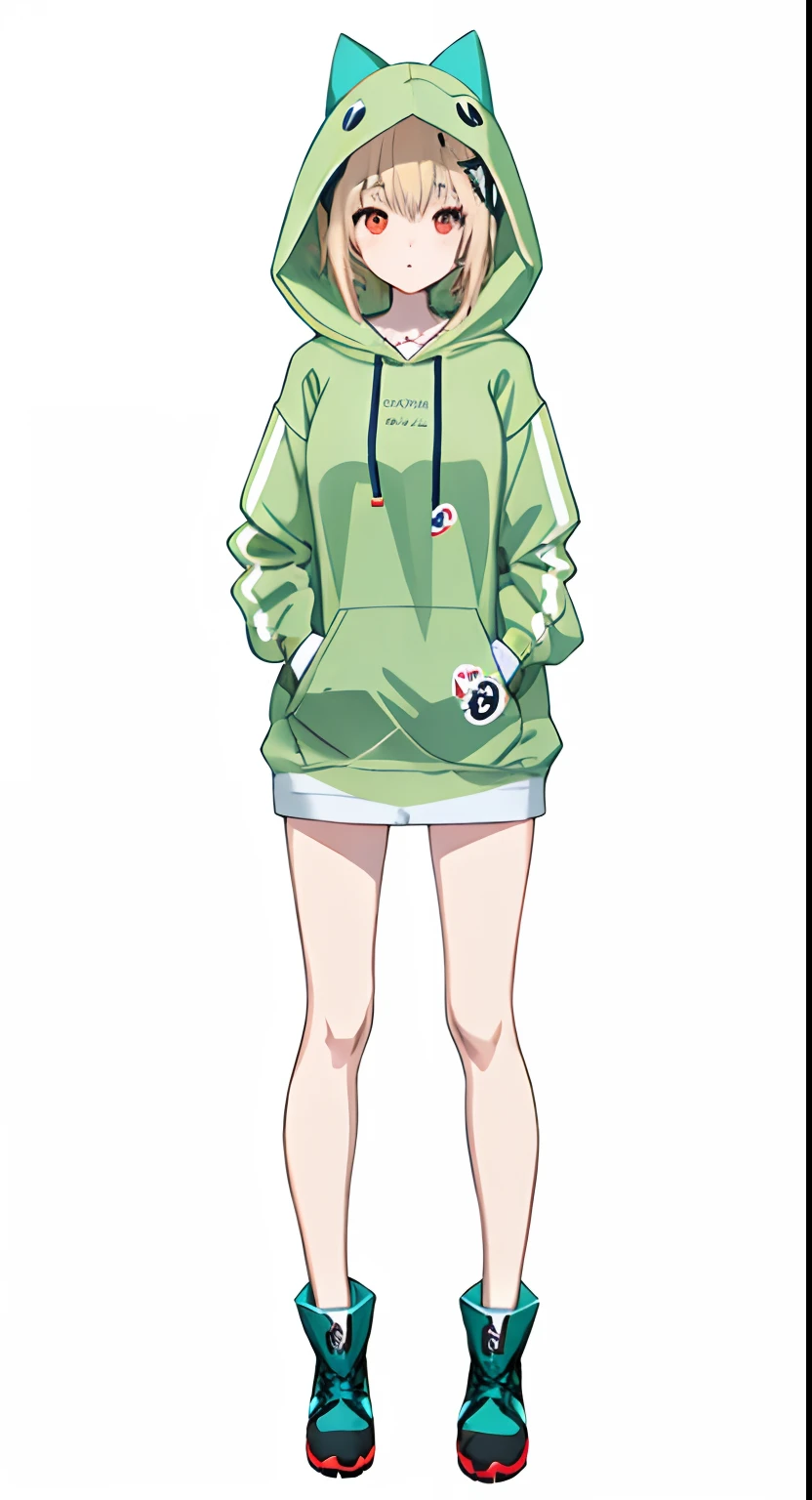 Anime girl in hoodie and boots with hands in pockets, anime full body illustration, Full body illustration, Single character full body, full_Body!!, full bodyesbian!!, !!Full body portrait!!, girl wearing hoodie, full body single character, full-body portraits, full body portrait of a short!, dressed with long fluent clothes, a variety of poses