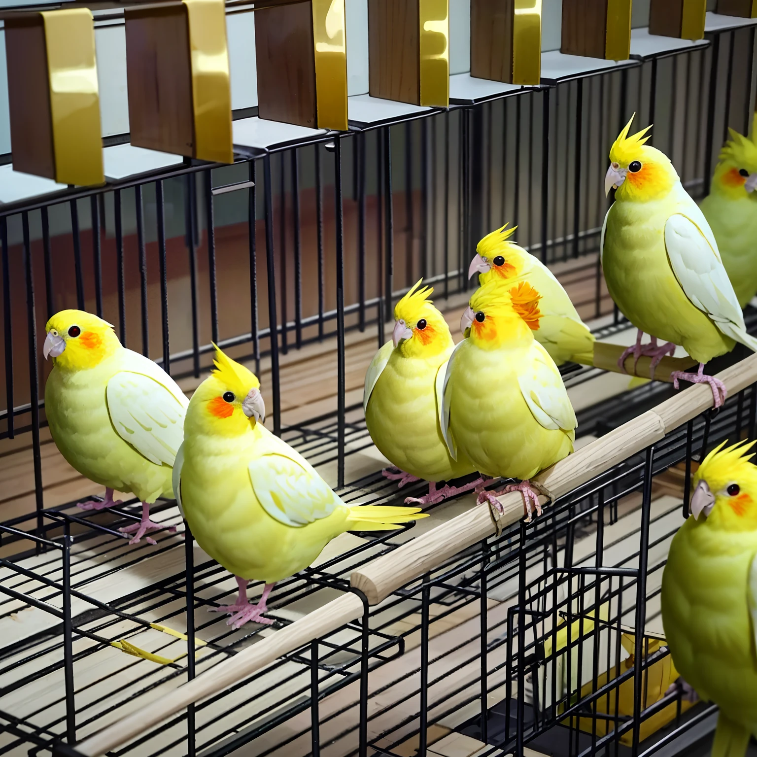 Best quality, 超高分辨率, [32K|16k|best qualityer], Professional photo, Lutino_cockatiel, yellow bird, Stick, bird cage, borgar, downpours, salama, fly, manticore,