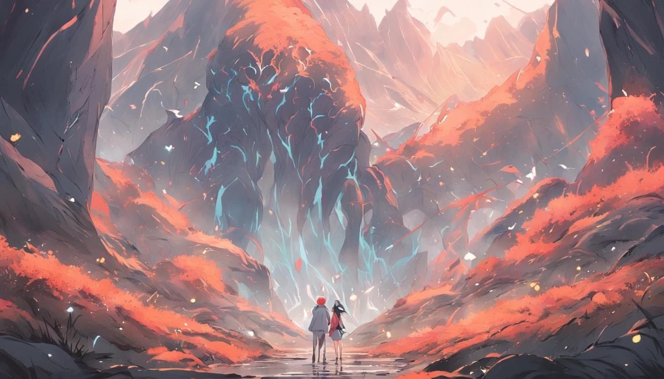 Mountains and rivers are connected,All sorts of strange creatures fighting,large scene,Highlight the entire spectacular scene,There are particularly many species,Color repression