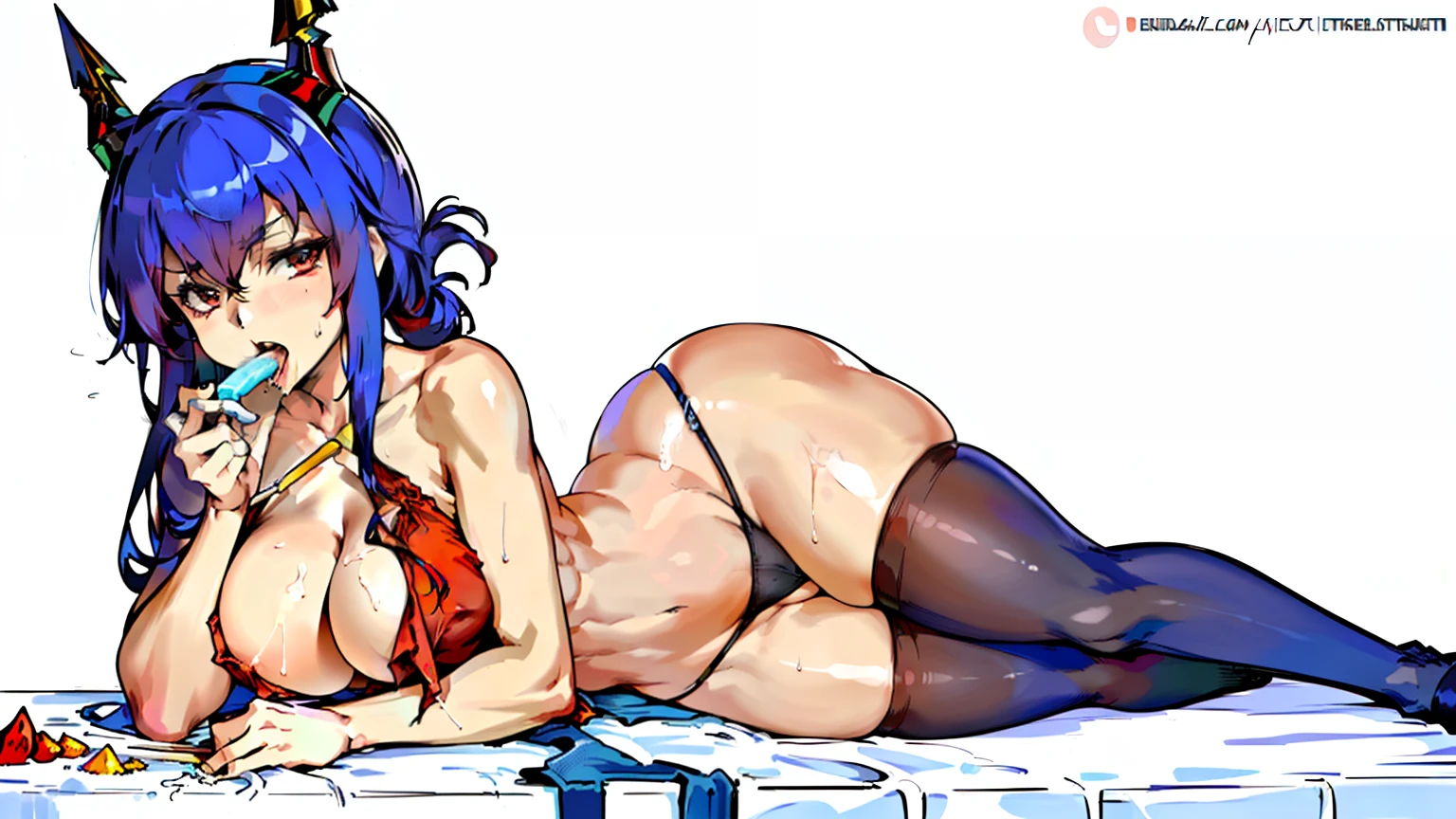 Anime girl lying on table, Beautiful anime girl kneeling with open legs, Biomechanical OPPAI, Sexy pudica pose gesture, seductive anime girls, with index finger, the anime girl is crouching, an oppai cyberpunk, hajime yatate, rogue anime girl ayanami rei, ryuko matoi, sexyposture, konachan,Exhale the mist,Stick out her tongue,Mermaid line,musculature,Ambiguous eyes,High-fork panties,Be red in the face,huge tit,over knee socks,open open mouth,Stick out her tongue, dropping saliva,White popsicles,Melted popsicles,Hair tied up,Long tongue,Single horsetail,The melted popsicle falls on the chest,Excitation,Rub your chest with your right hand,Plenty of liquid,White liquid,Floating popsicles,Suck on popsicles,looking at viewert,love heart,Throw a wink,Lick gently,Camel toes,Half-off coat,Oral sex,Popsicles in his mouth,Semi-closed Eyes,Abs,musculature,Sunburn,Brown skin,Popsicle pointed to panties,Put popsicles in it,Hold your butt with your left hand,Thick and long popsicles,Openwork panties,Top crotch,Fork the legs,without wearing shoes,Mesh socks,Excretion of breast milk,yogurt,Yogurt comes out of the mouth,Yogurt flows from the inside,A small amount of belly yogurt,Lower breast,Excrete yogurt,Flow-love fluid,Masturbation,Get wet,leg loops,Yogurt flows from the butt,Jet yogurt,Lunette de soleil