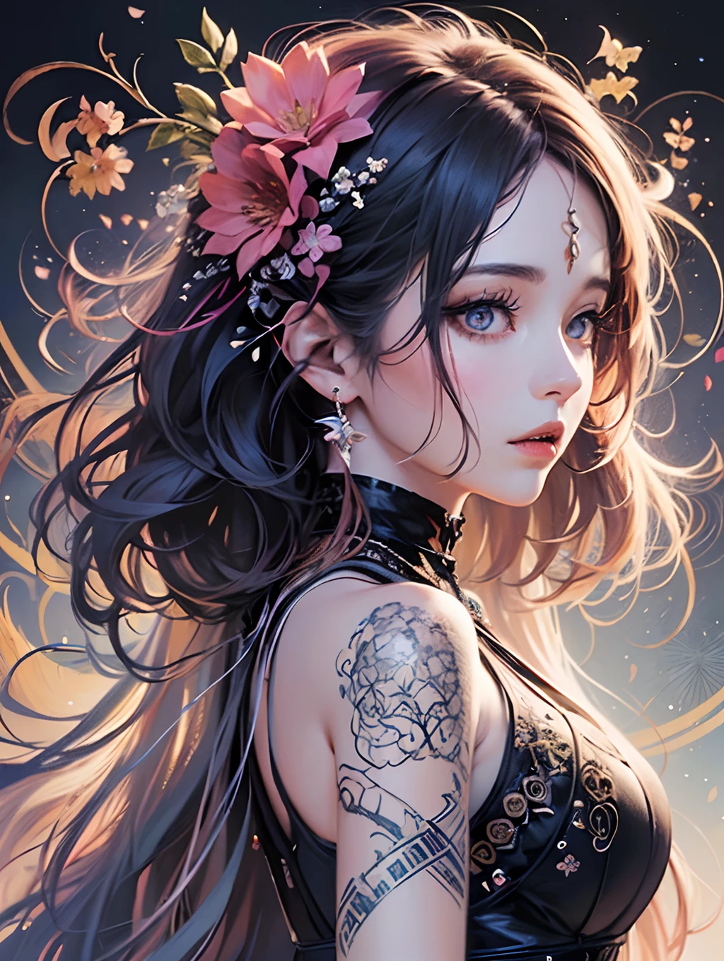 a Nsfw gorgeous Naked princess in colorful Kimono,pussy,nude,erotic posing,sexual posing,having sex,Like the work of Klimt,Like Amcha's work,Inspired by Klimt and Mucha,Vivid colorful tones,colourful hair,Stylish,Anime Girl,fantrome,NSFW,busty,Gorgeous,Glamour, Inspired by Robert McGinnis, inspired by Grete Stern, style of takato yamamoto, Guido Crepax, Guido Crepax Style, tenderness, Vania Zhurvyov, Inspired by Leonor Fini, Long-tail cultivation, inspired by Takato Yamamoto.masutepiece,ultimate quallity,Detailed background, tag: Beautiful detailed eyes, Beautiful detailed lips, extremely detailed eye and face, long eyelashes, (Best Quality:1.2), Ultra-detailed, (Realistic:1.37),ultra photorealistic,, Color contrast, High resolution, Psychedelic Dresses, Inspired by Robert McGinnis, Grete Stern style, Takato Yamamoto Style, Guido Crepax Style, Inspired by Amano, Inspired by Vania Juravievov, Inspired by Leonor Fini, Inspired by Hideboshi Nagao, Inspired by Takashi Yamamoto, Vivid colors, Dramatic Lighting, Impressive composition, Intriguing atmosphere, Feminine elegance.