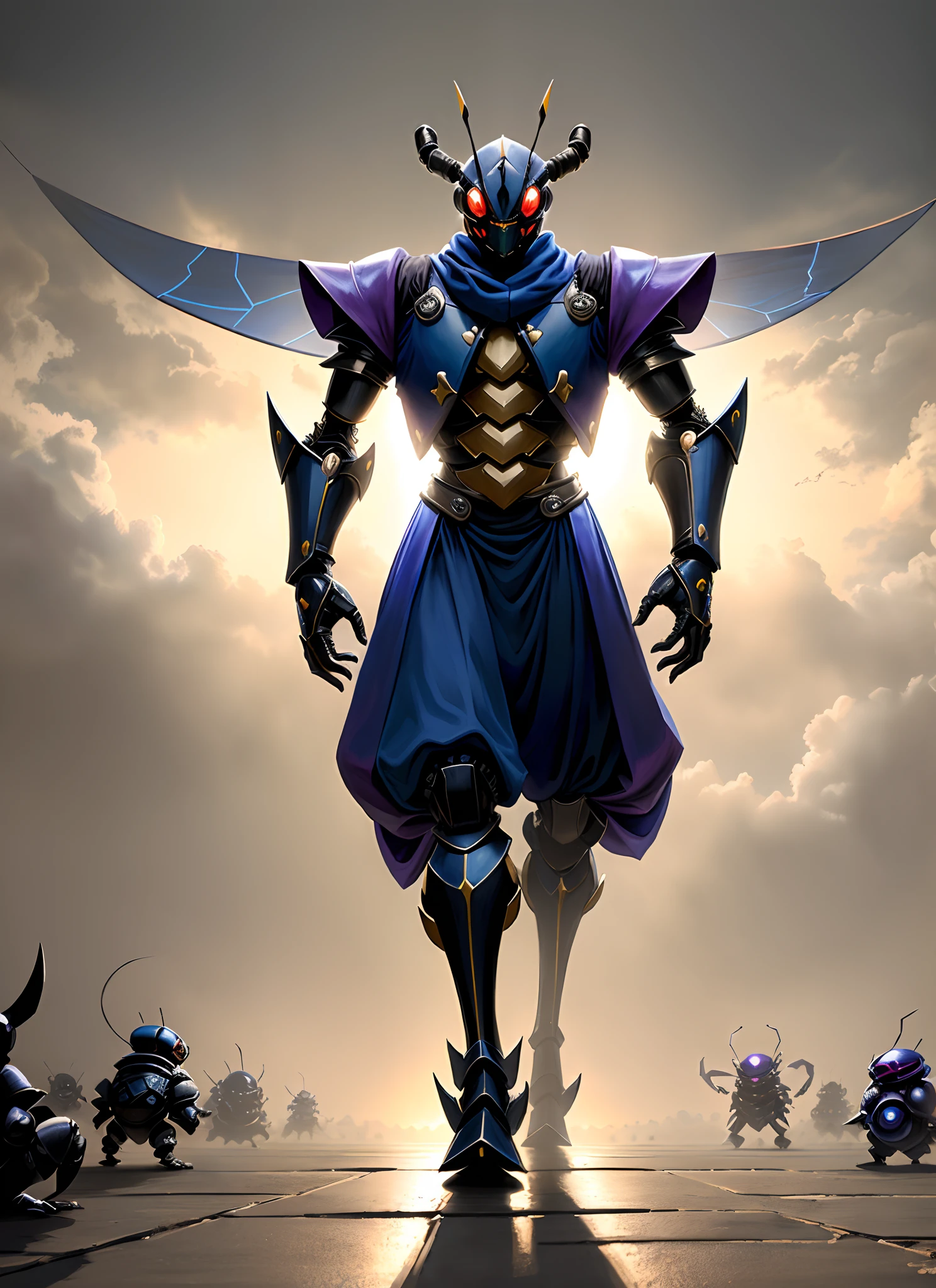 Heracross from pokemon as a rpg character, insect monk with four arms, rpg character, full body art, dnd dark sun character, fantasy, masterpiece, insect humanoid, dojo background, dark background, dark room