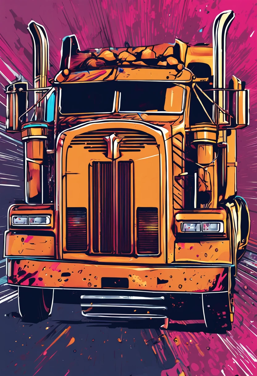 semi truck vector graphic Dripping, incredibly high
details, 16k, colorful, t-shirt design, incredibly Brillant
dripping high details --v 5