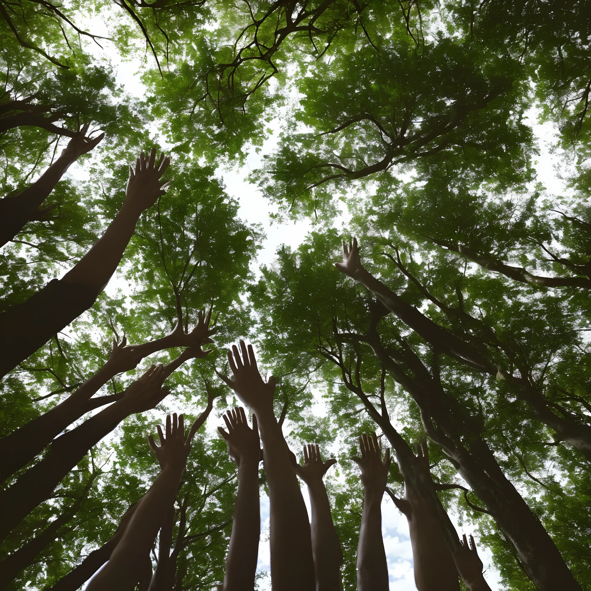 Hands raising a tree