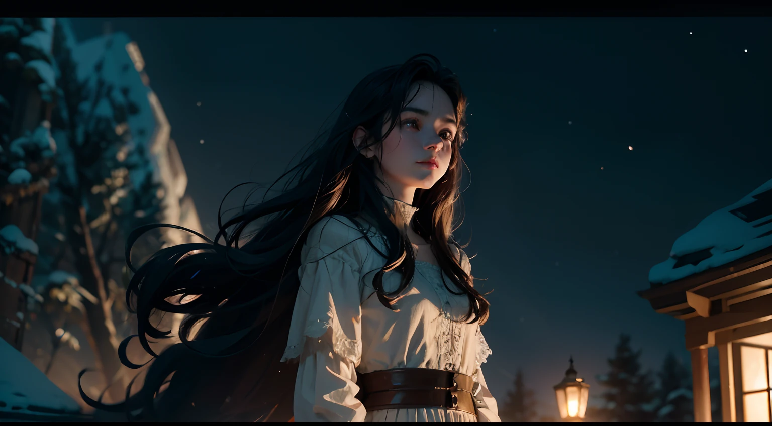 A quiet night,starry sky bright,On the roof sat a girl。She quietly looked up at the starry sky,Enjoy this peaceful evening,The girl wears a light dress,The skirt flutters gently in the wind,Her long hair shimmered in the moonlight,Exudes a fresh breath,Twinkle stars in the night sky,They were like winking at a girl,As if he wanted to share this beautiful moment with her,The bricks of the roof present an ancient beauty in the moonlight,A stark contrast to the neon lights of the city,The girl gently opened her eyes,She seemed to feel the beauty of this world,Her face appeared quiet and gentle in the starlight,Her body swayed gently with the night breeze,It is as if at one with this peaceful night,The picture is full of tranquil beauty and tenderness,Let people feel the mystery and tranquility of the night sky,view from long distance, Atmospheric lighting, Focus individually, closeup cleavage, seen from the side, depth of fields, Background bokeh,Best quality at best,tmasterpiece,The is very detailed,detailed back ground,tmasterpiece,16k,UHD resolution,Detailed depiction,photorealestic,realisticlying,Very realistic,anatomy correct, Delicate pattern,Pink rose space, Soft lighting, ( Bokeh),Masterpiece, Super detailed, Epic composition, Highest quality, 8K,Epic romantic fantasy digital art,Epic fairy tale fantasy digital art,Mythological fantasy,UHD resolution,Detailed detail drawing,realisticlying,Very realistic,cinmatic lighting,an award winning photograph,rich colours,hyper realistic lifelike texture,dramatic lighting