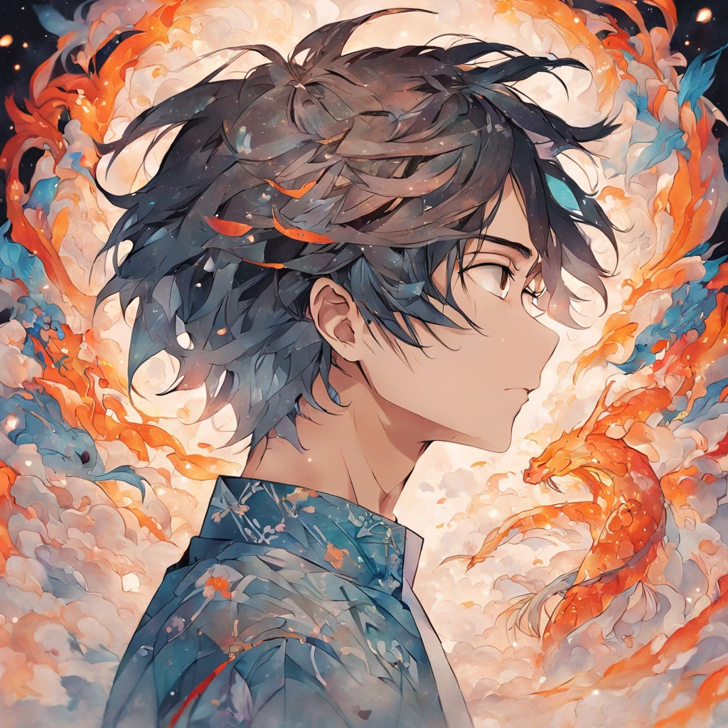 (White background:1.4),(Silhouette of a boy's head, Eyes closed, colorfull long hair, Oriental elements),(Chinese illustration:1.3,paper art:1.3, Quilted paper art:1.2),( reasonable design, Clear lines, High sharpness,Best quality, Very detailed, Masterpiece, movie light effect, 4K )