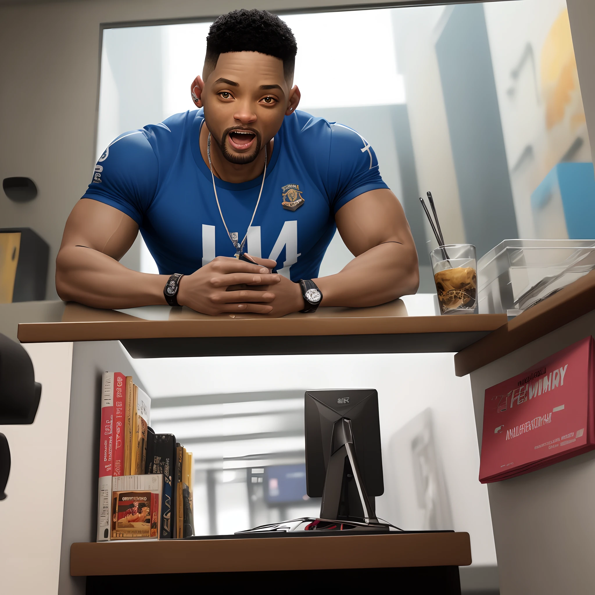 Melhor qualidade, will smith, fato social, no escritorio, sentado, com