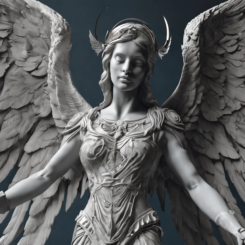 A closeup of a statue of an angel with wings, O Anjo da Morte, anjo da morte, unreal engine render + uma deusa, Vilania tem asas de anjo negro, the angel of death with a halo, angel in plastic armor, flowing white robes, Retrato do Anjo da Morte, angel knight gothic girl, Anjo majestoso de corpo inteiro, anjo protegendo a mulher, arte da capa, clinging to life, clinging to life, album art for a song with the title Grasp on to Life