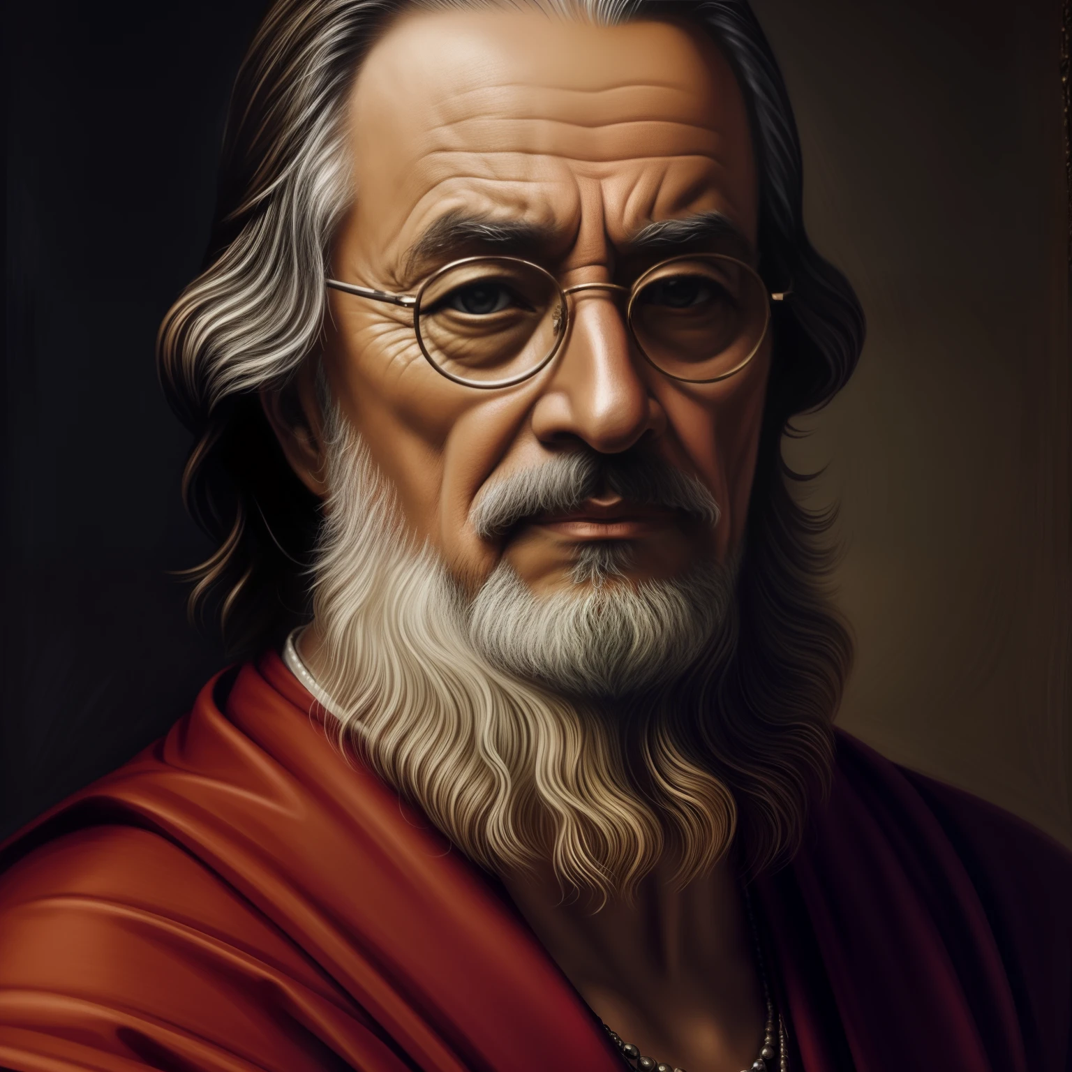 Wise philosopher, A detailed, realisticlying, sportrait, Dramatic