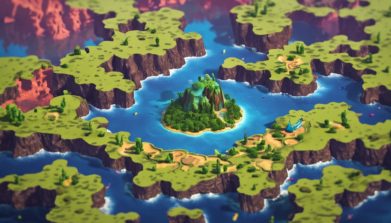 an island in the shape of a musical note, in the middle of the sea, snes painting