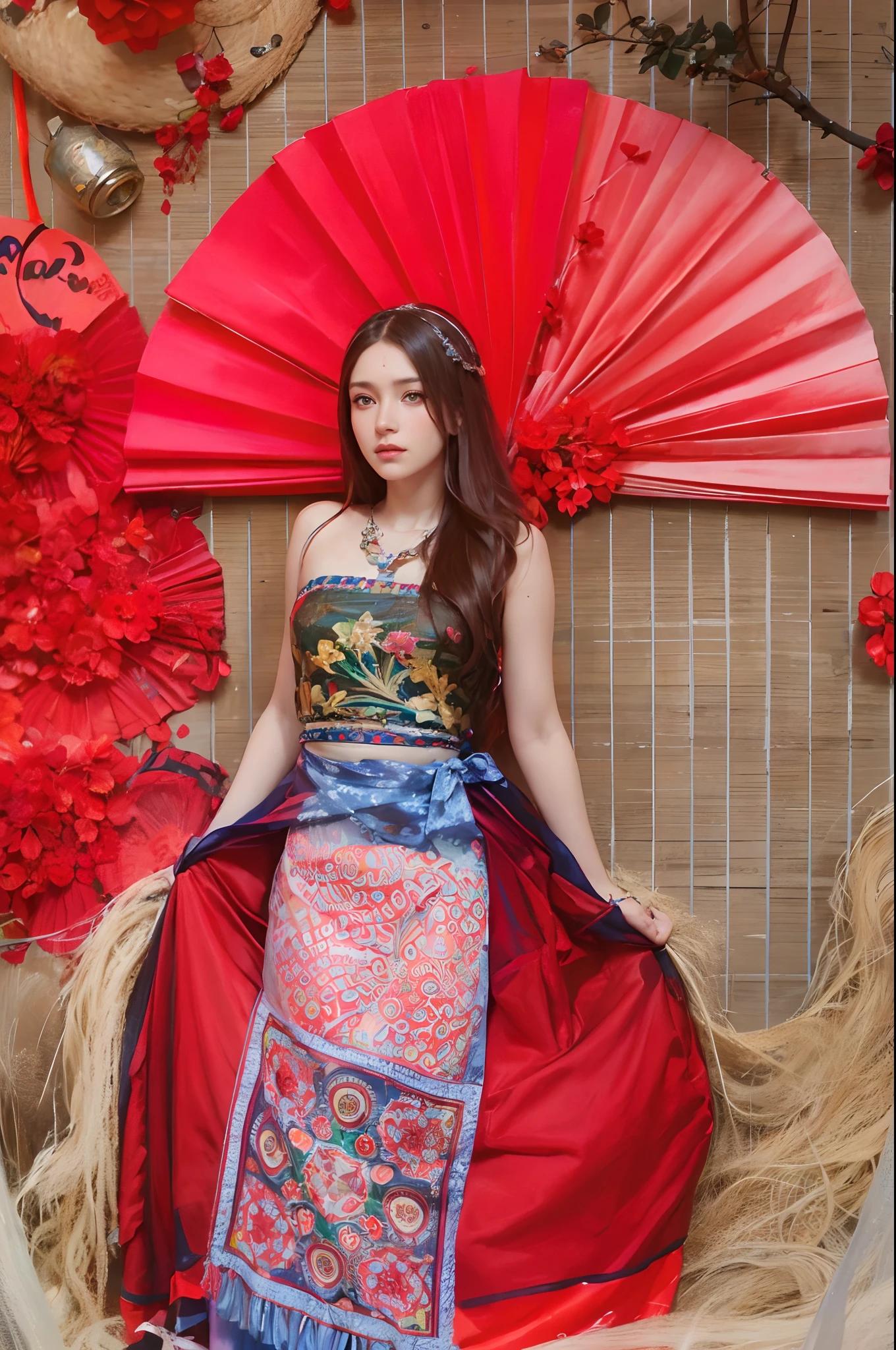 Hyperrealist portrait of female by david hockney and alphonse mucha,fantasy art, photo realistic, dynamic lighting, artstation, poster, volumetric lighting, very detailed faces, 4 k, award winning,, 1girl, in the dark, deep shadow, low key,cowboy shot,(official clothing:1.4) ,long hair,white hair,