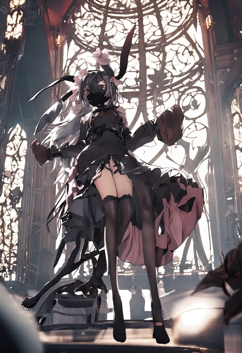 bunnygirl,black lence stockings,white stockings