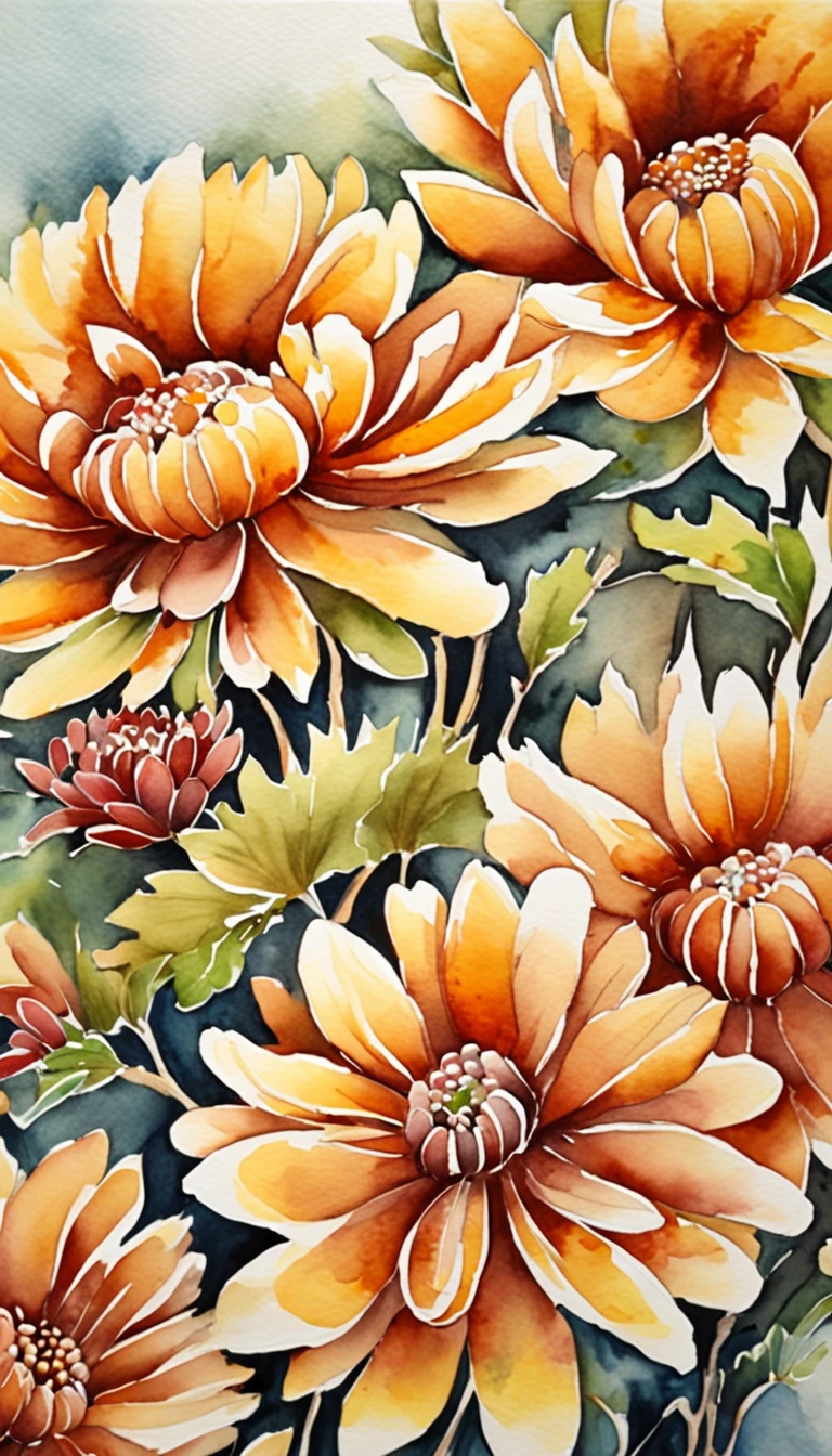 chrysanthemums，autumnal，The back of a beautiful woman，long  skirt