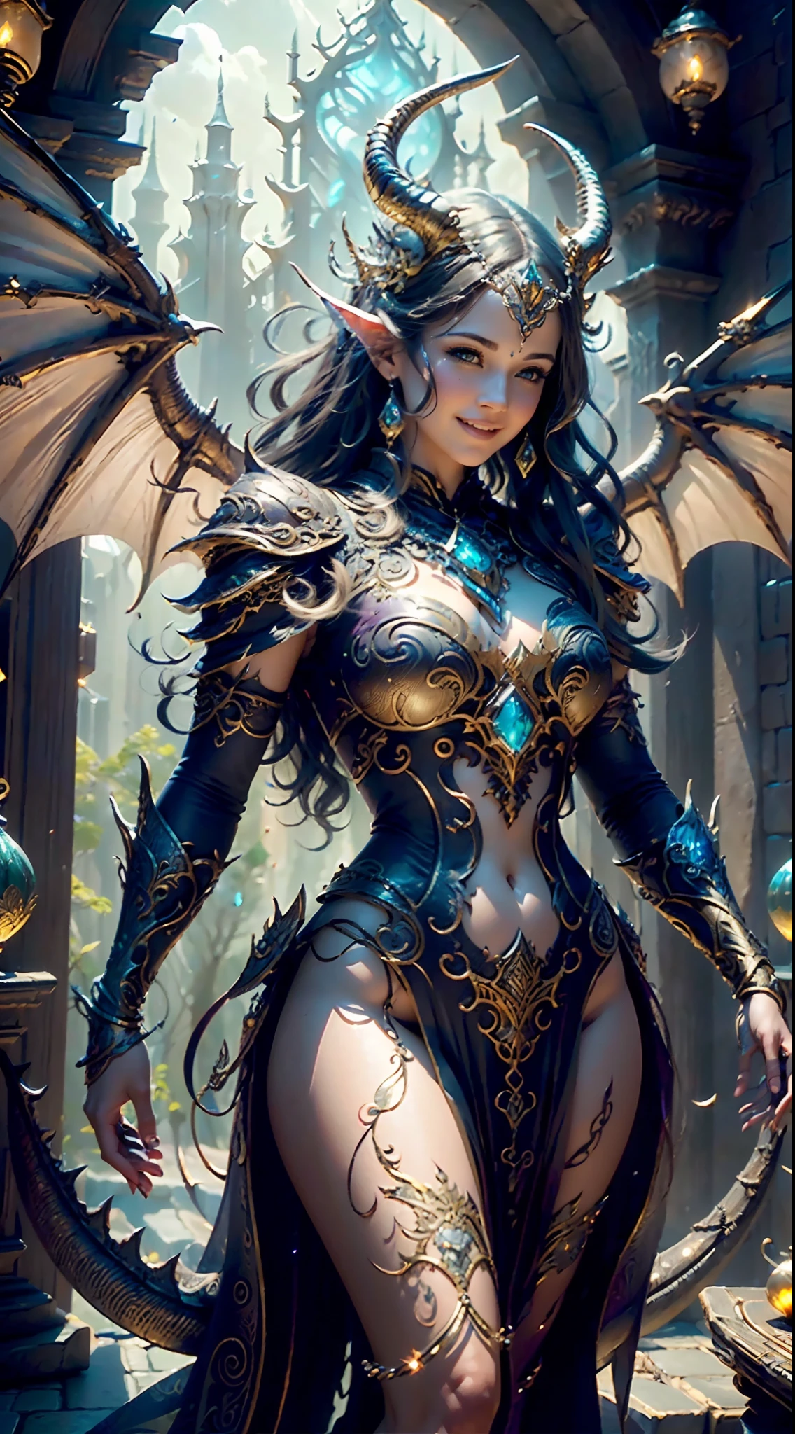 (Cinematic Photo:1.3) from (Realistic:1.3), (Smile:1.3) (Cinematic Photo:1.3) from (Realistic:1.3), (Magic Photo:1.3) from (Realistic:1.3), (Proud:1.3), female mirror dragon, dragon horns, dragon wings, Intricate Surface Detail, Crystal Core, Bejeweled, Delicate dress up close-up, Highly detailed fantasy character, Stunning community, Elaborate décor, Detailed fantasy digital art, cgsociety 9, behance fantasy art, 4k fantasy detail, detailed fantasy art, 8k high quality detail art, cgociety, Sparklecore, Hyperrealistic, Dreamlike, Ethereal Fantasy, Realistic, Fiction, Full-HD, HD, 8K, Soft Lighting, Beautiful Lighting, Incredibly Detailed, Naturalism, Land art , regionalism, shutterstock contest winner, (zentangle:1.2), (random background:1.5), (shot with Nikon D7500 with Nikon 18-300mm lens, 1/640, f/6.3, ISO800),