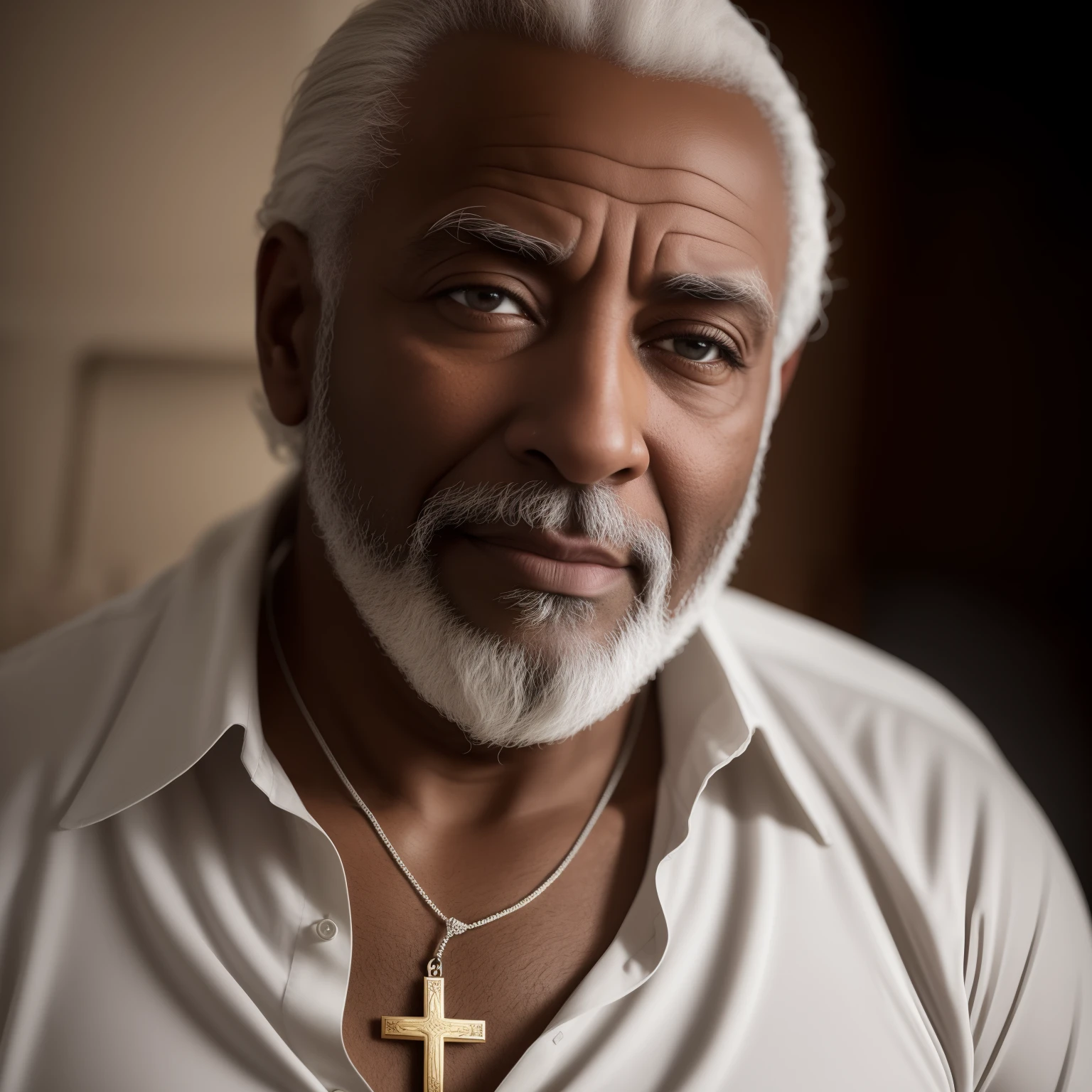 homem negro velho desgastado, casa velha, sitting in a comfortable armchair, raia de luz solar batendo no rosto, pose casual, esthetic, intrincada, caustic, raios de luz, luz solar