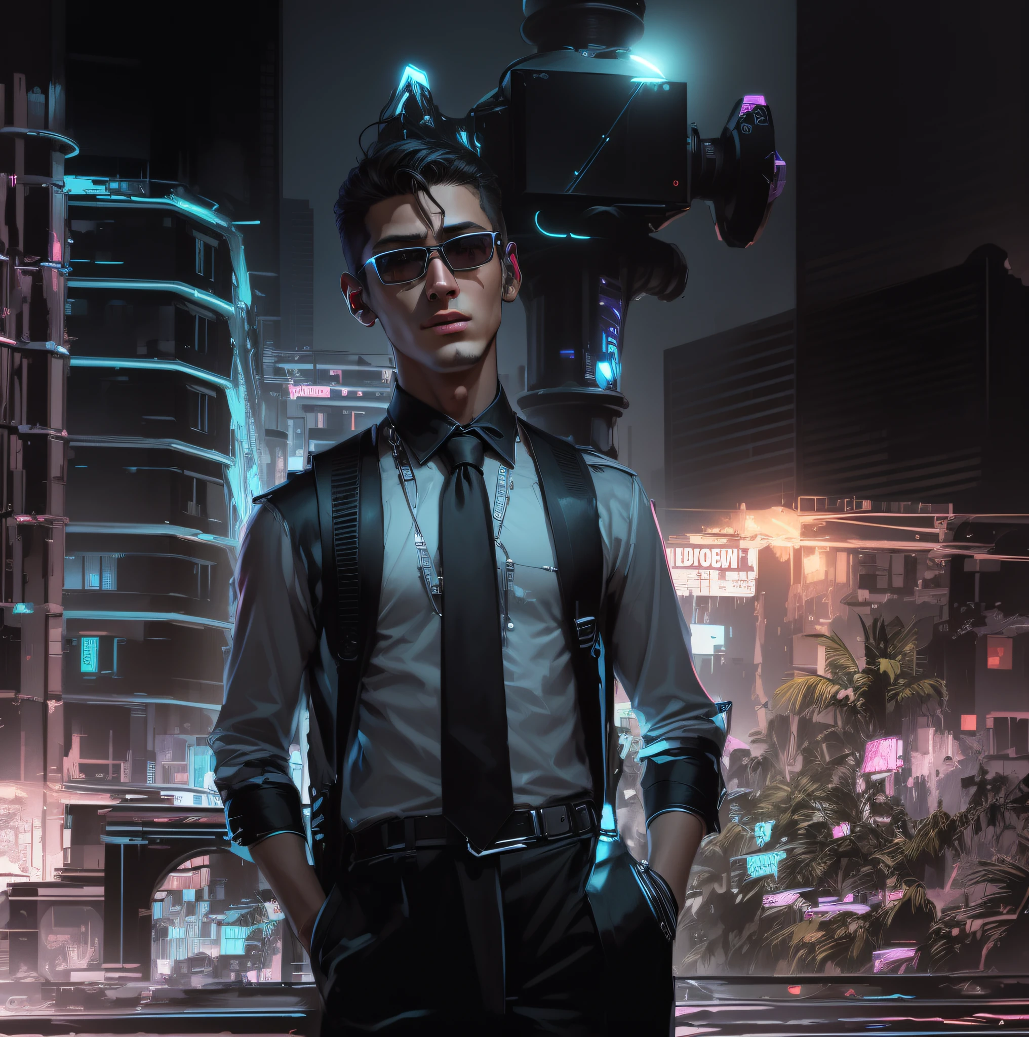 Change background cyberpunk handsome boy, realistic face,8k, ultra realistic,