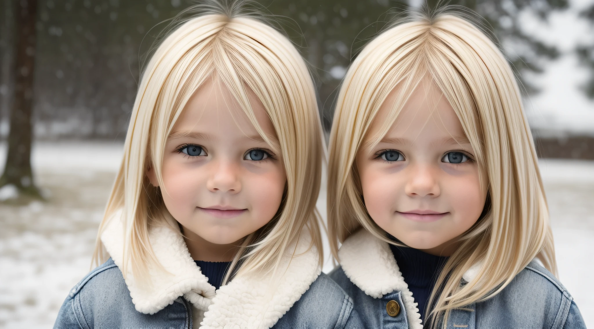 BLONDE KIDS CABELO LONGO, DE JAQUETA DE COURO , PORTRAIT, gelo, gelo, neve.