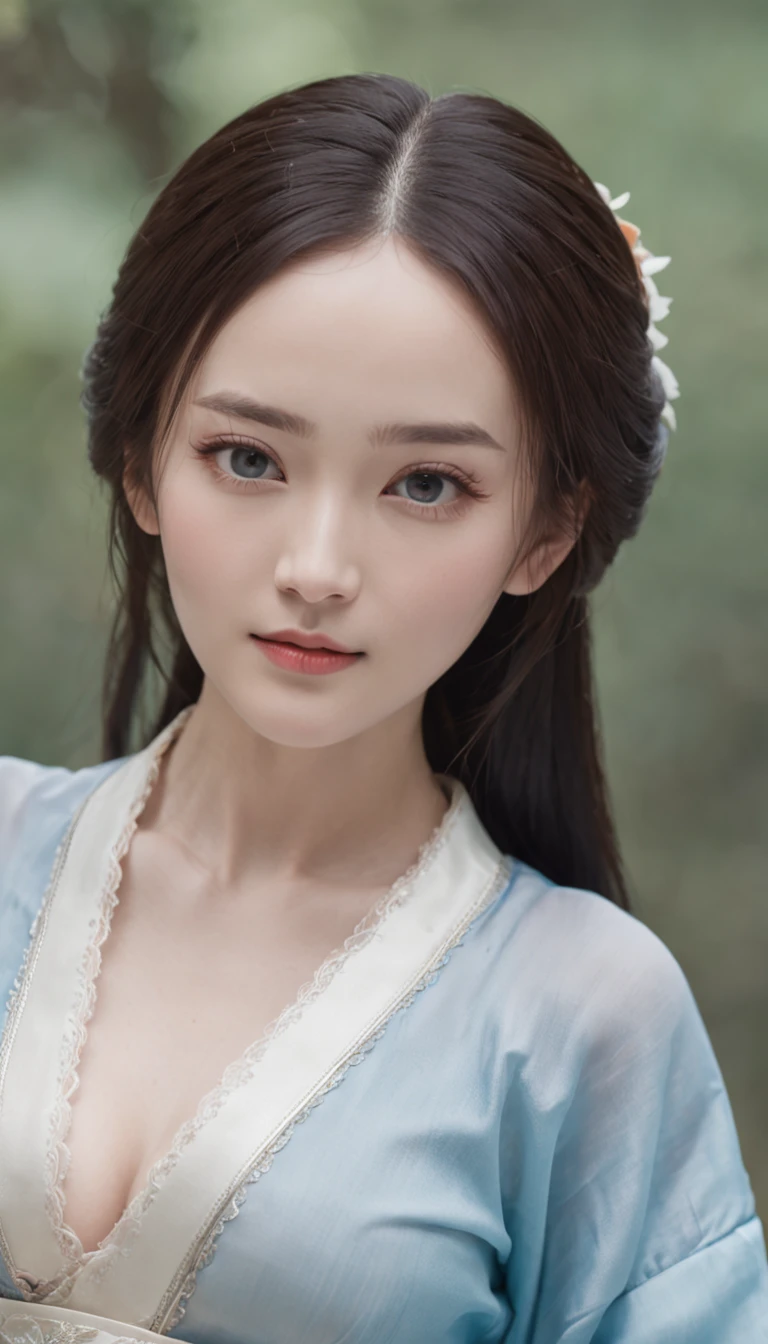 ((Highest quality, 8K, masterpiece: 1.3)), One girl, The beauty of slim abs: 1.3, (Casual Hairstyles, :1.2), Loose dress, Super detailed face, Delicate eyes, double eyelid, smile. Take a photo with a cute pose, Very low number, Narrow waist, Big Breasts, close, close, Beautiful background