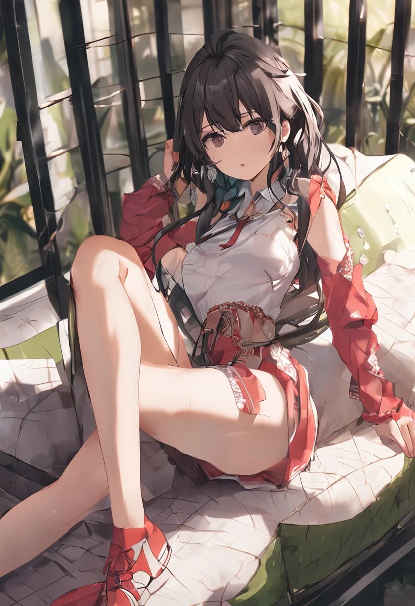 Realistic lighting、top-quality、8K、masterpiece:1.1、1人の女性、Bikini girl posing alone、21-year-old female、short-cut、A Japanese Lady、flawless beauty:1.2、A detailed face:1.3、Reveal bikini:1.3、NOWAI、Small ass 1.3、backs、thighs thighs thighs thighs、the feet、Turn around and face the front
