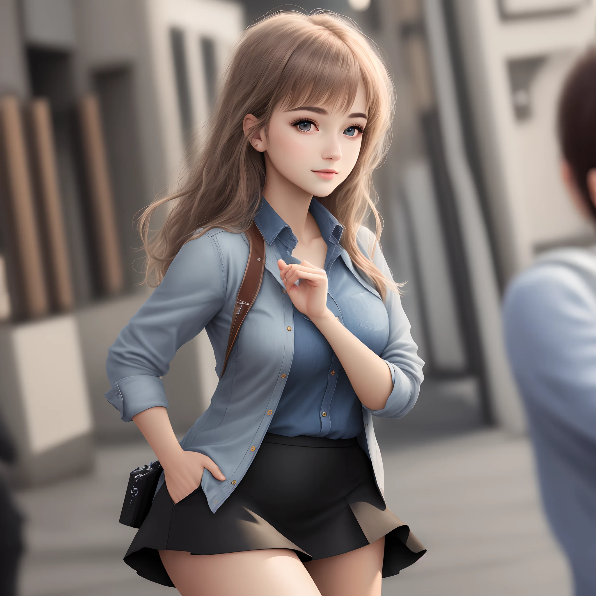 best qualtiy, tmasterpiece, 1girll, beauitful face, (photograph realistic:1.3), edge lit, (highdetailskin:1.2), 8K UHD, digital SLR camera, high high quality, A high resolution, 4k, 8k, bokeh, absurderes, Optimal proportions of four fingers and one thumb, (realisticlying:1.3), Cute 1girl, nakeness, mediuml breasts, short skirt,