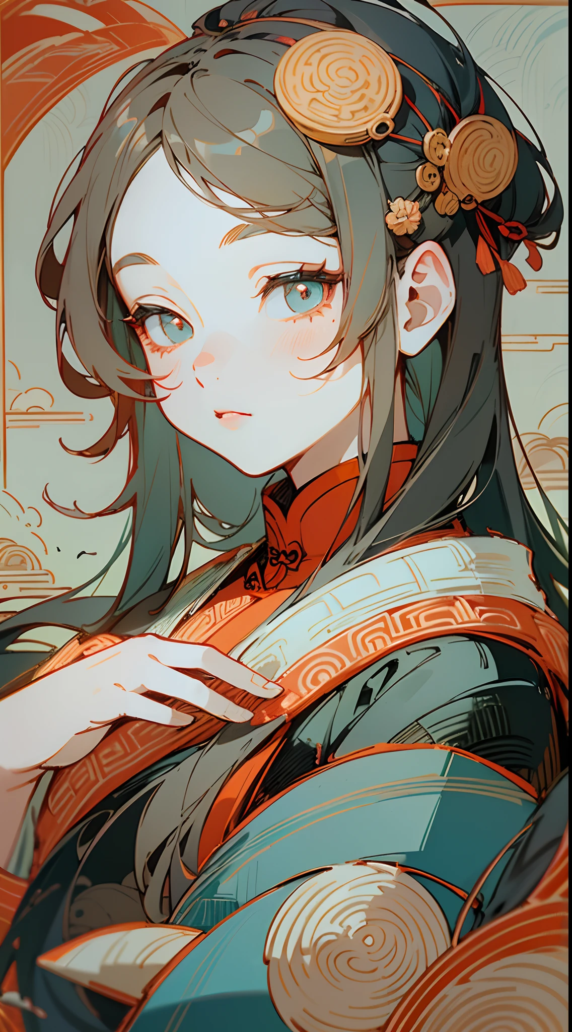 (Silhouette of a girl's head, Eyes closed, colorfull long hair, Oriental elements),(Chinese illustration:1.3,paper art:1.3, Quilted paper art:1.2),( reasonable design, Clear lines, High sharpness,Best quality, Very detailed, Masterpiece, movie light effect, 4K )