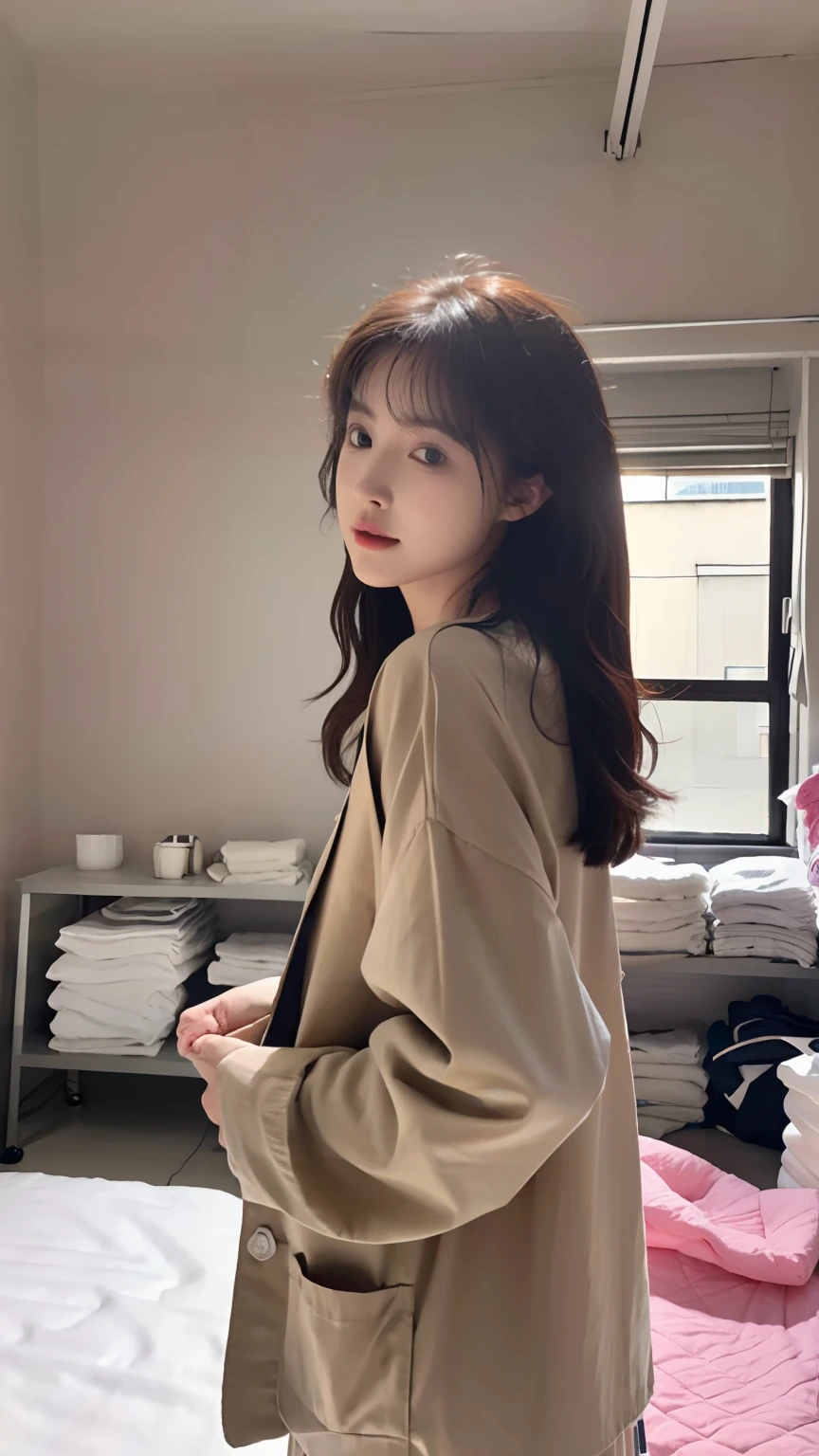k hd,one-girl,college aged,Wear JK,Dry the quilt,Drying clothes,Clean up in the classroom,Clean the dormitory,wide angles,First perspective