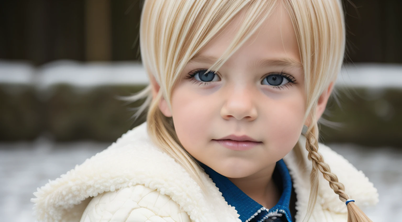 BLONDE KIDS CABELO LONGO, DE JAQUETA DE COURO , PORTRAIT, gelo, gelo, neve.