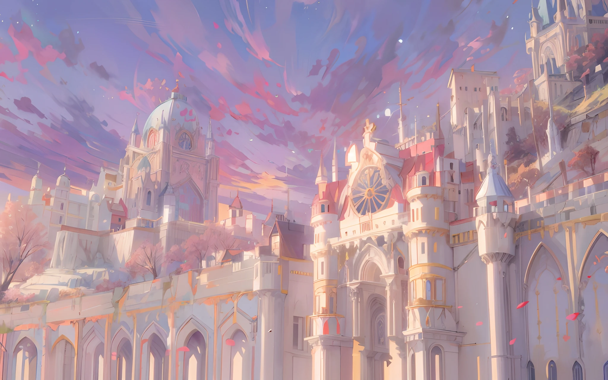 Baroque architecture,beautiful anime scenes, anime beautiful peace scene, beautiful anime scenery, Anime background art, Anime landscapes, beautiful aesthetic art, anime backgrounds, landscape artwork, Landscape wallpaper aesthetics, animeaesthetic, flowers sea everywhere, floral sunset, A cena mais bonita, Beautiful and aesthetic, floral environment
