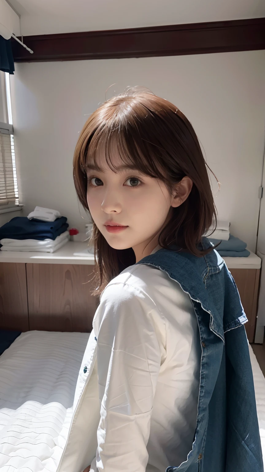 k hd，one-girl，college aged，Wear JK，Dry the quilt，Drying clothes，Clean up in the classroom，Clean the dormitory，wide angles，First perspective