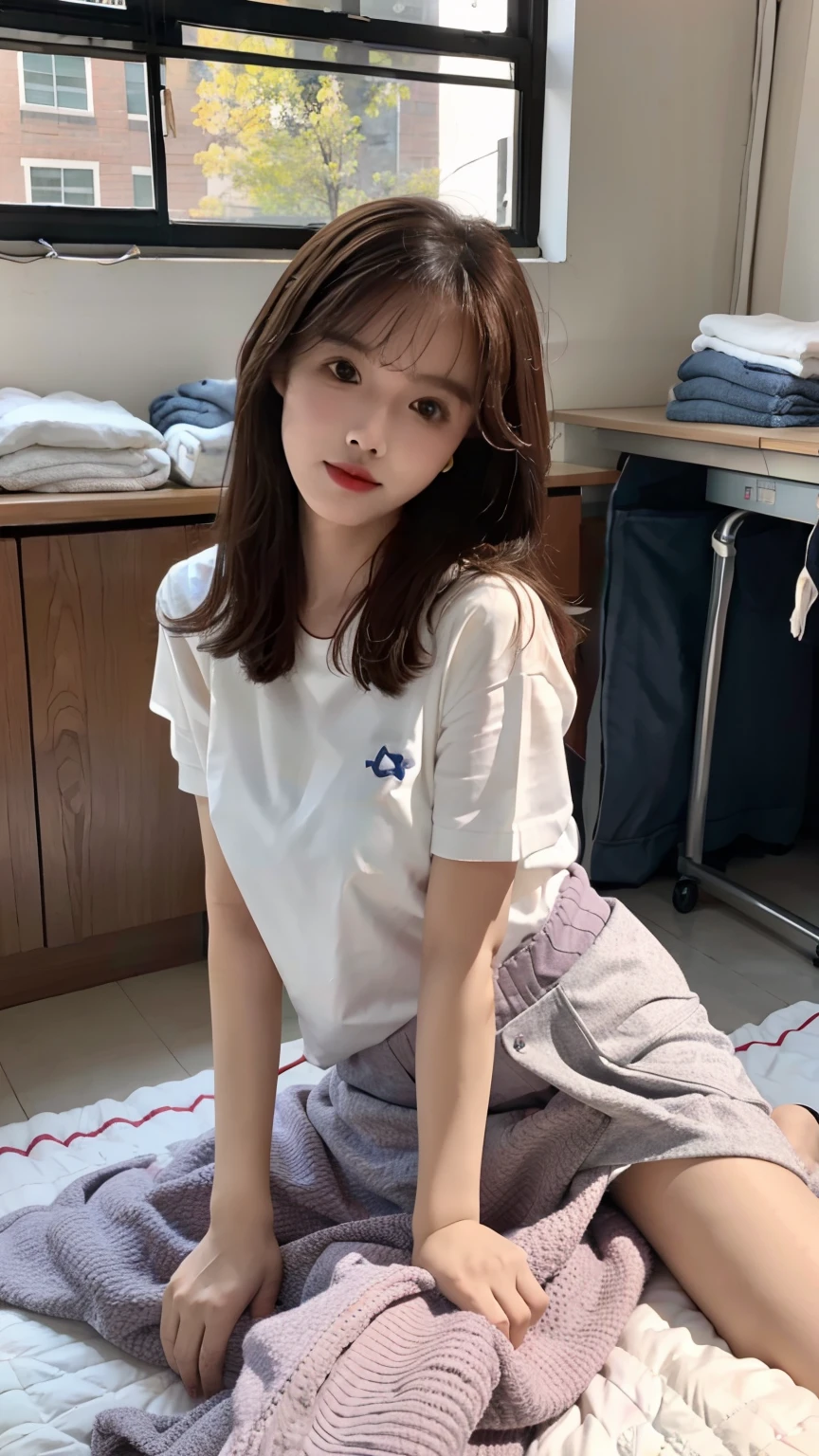 k hd,one-girl,college aged,Wear JK,Dry the quilt,Drying clothes,Clean up in the classroom,Clean the dormitory,wide angles,First perspective
