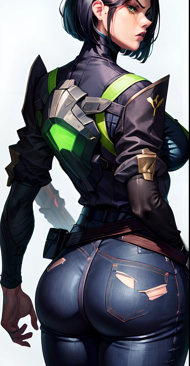 Masterpiece, Best quality,Watching from behind,《Fearless viper》, 比基尼, mitts, belt,ripped jeans, thigh boots, lipsticks,heavy makeups, view the viewer, face, Portrait, Tattoo on the butt, Glowing eyes,,Black background,huge tit,big assa,Raised chest,Bare buttocks,desire tattoo,Buttocks close up,angry look,Devil figure,Staring angrily at the screen,Hips to the screen,Muscle woman,fat hips,leaning-forward, your ass