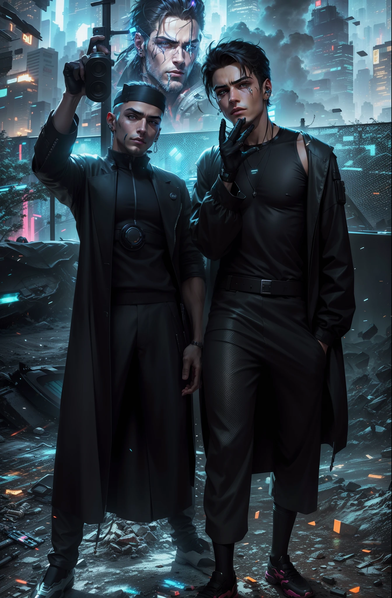 Change background cyberpunk handsome boy, realistic face, 8k, ultra realistic