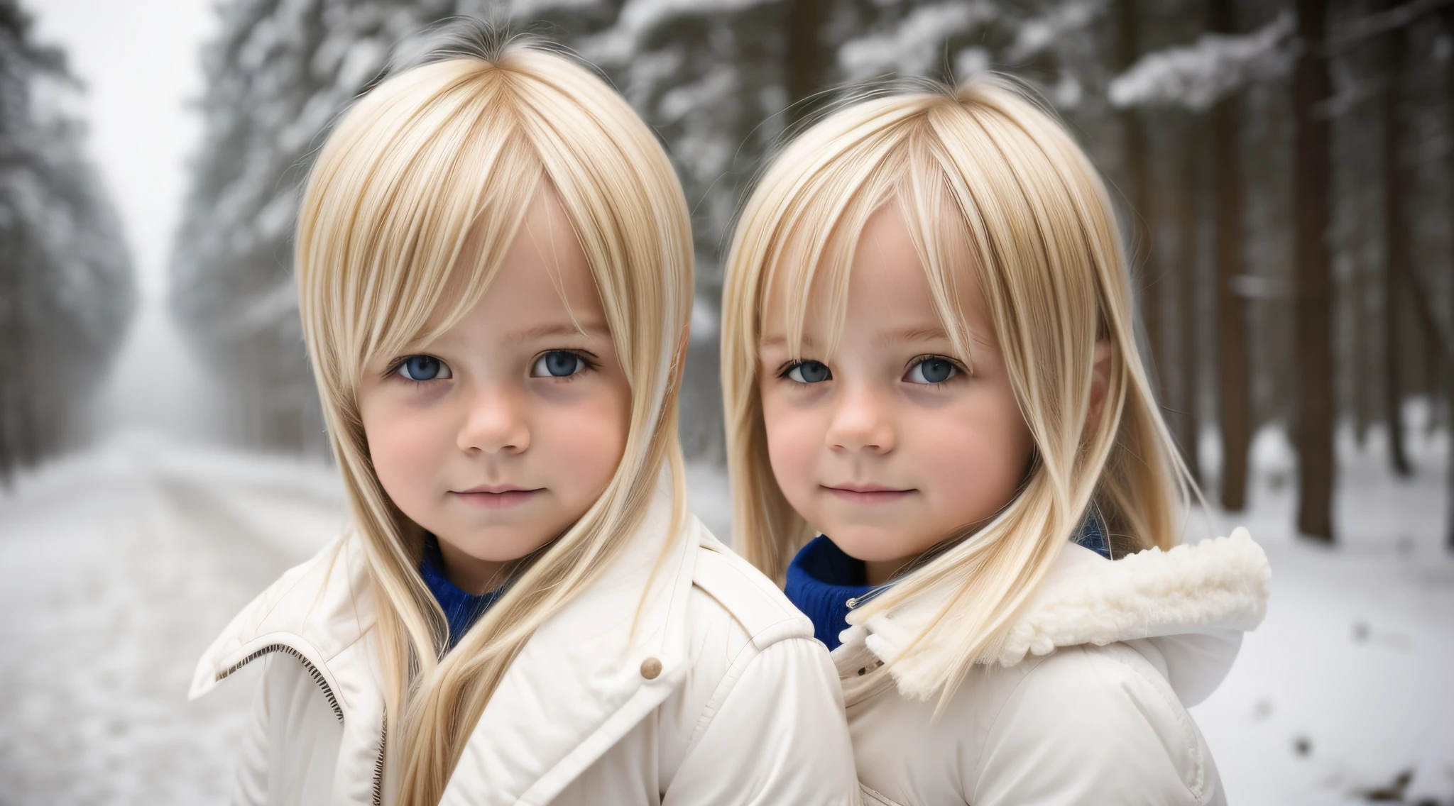 BLONDE KIDS CABELO LONGO, DE JAQUETA DE COURO , PORTRAIT, gelo, gelo, neve.