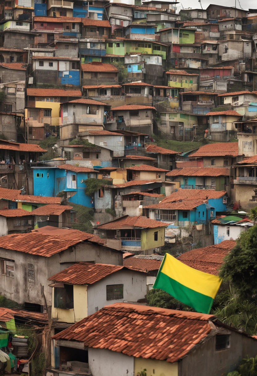 favela com a bandeira do brasil 4k