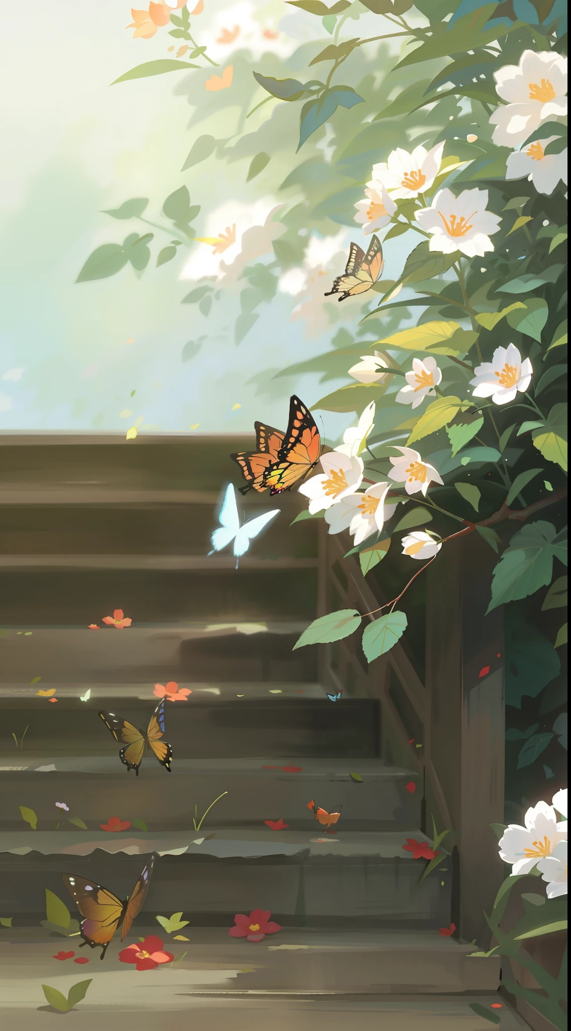 tmasterpiece,Best quality at best,There is a butterfly sitting on a flower bush, flowers and butterflies, harmony of butterfly, nature and floral aesthetics, Butterfly, Butterfly in the foreground, wallpaper - 1 0 2 4, Beautiful photography, aesthetic cute with flutter, harmony of nature, Beautiful photo, nature in all its beauty, very beautiful photograph of, author:Xie Shichen