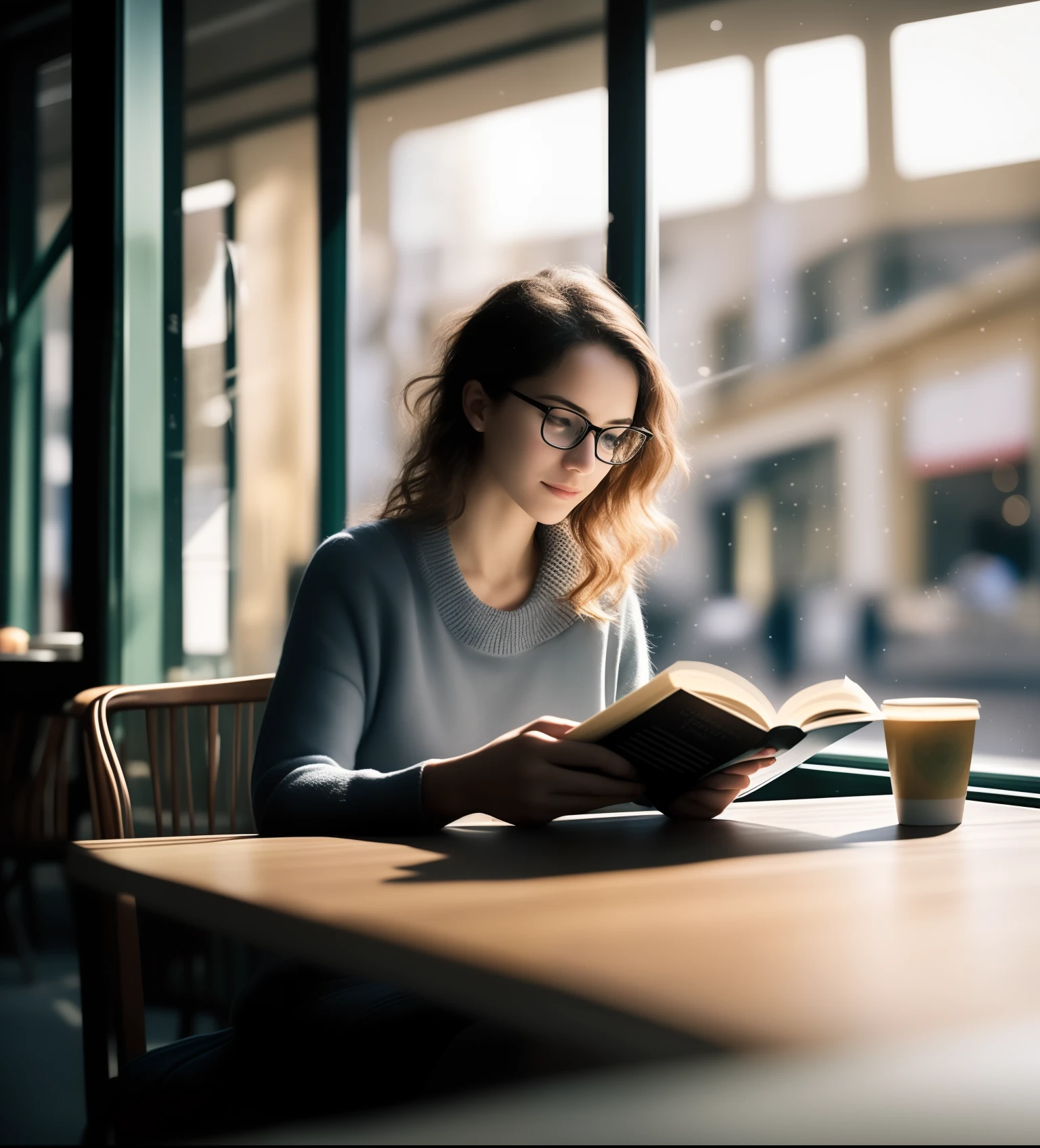 woman reading a book in a cafe with a cup of coffee, reading a book, reading new book, reading in library, portrait shot, book portrait, reading, reading glasses, wearing thin large round glasses, girl with glasses, trying to read, photo portrait, wearing reading glasses, infp young woman, on a dark background, reading the book about love