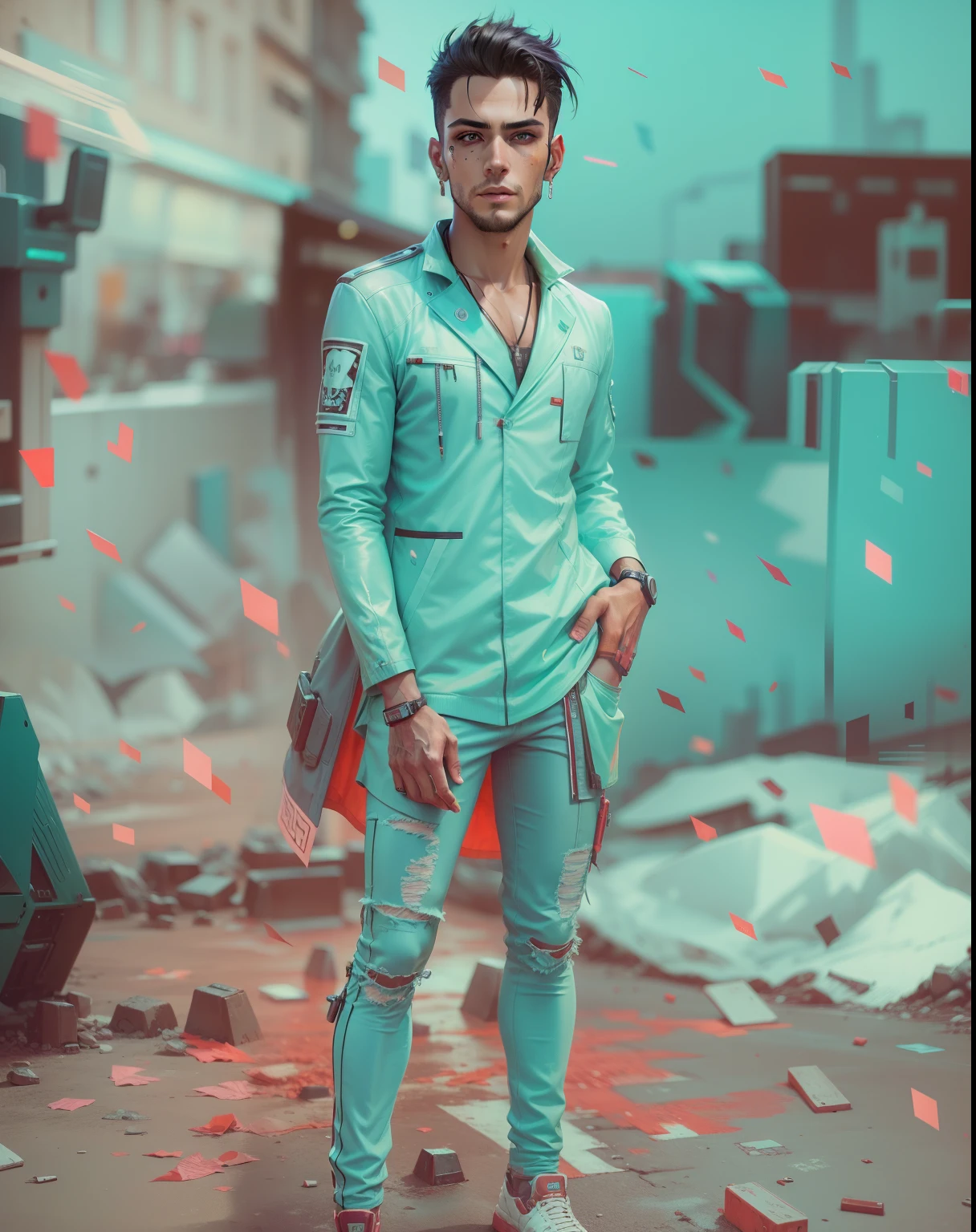 Change background cyberpunk handsome boys realistic face 8k