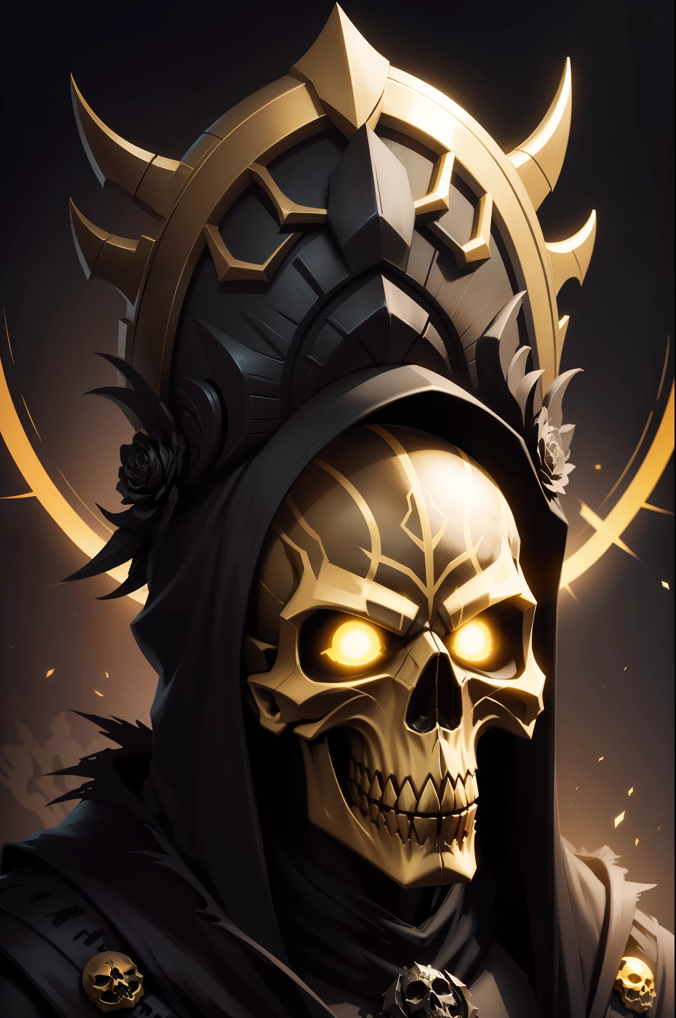 black and gold skull logo to create a well detailed style necromancer --auto --s2