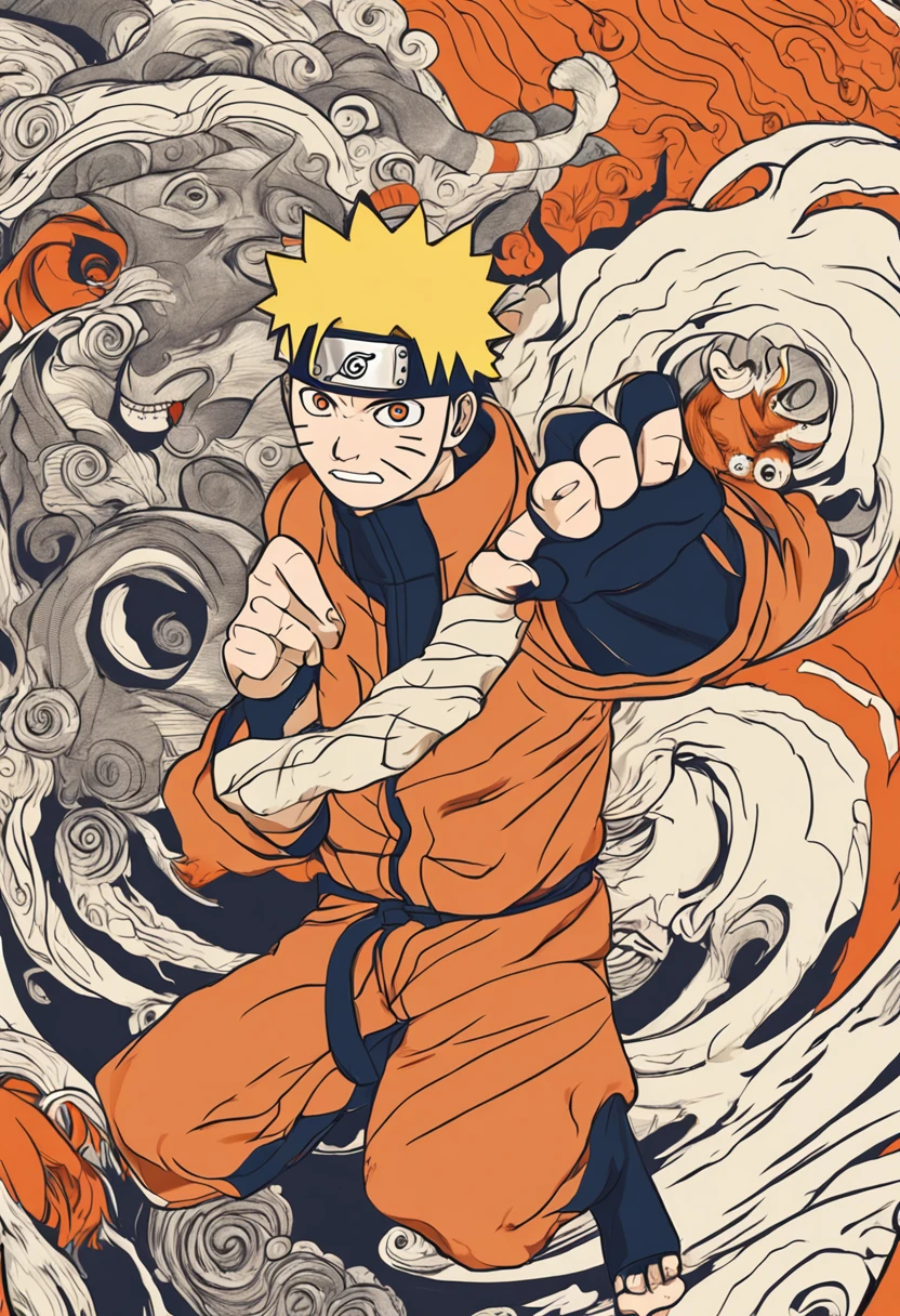 "Create a breathtaking movie poster inspired by Masashi Kishimoto's Naruto, showcasing the legendary Naruto Uzumaki in all his glory."