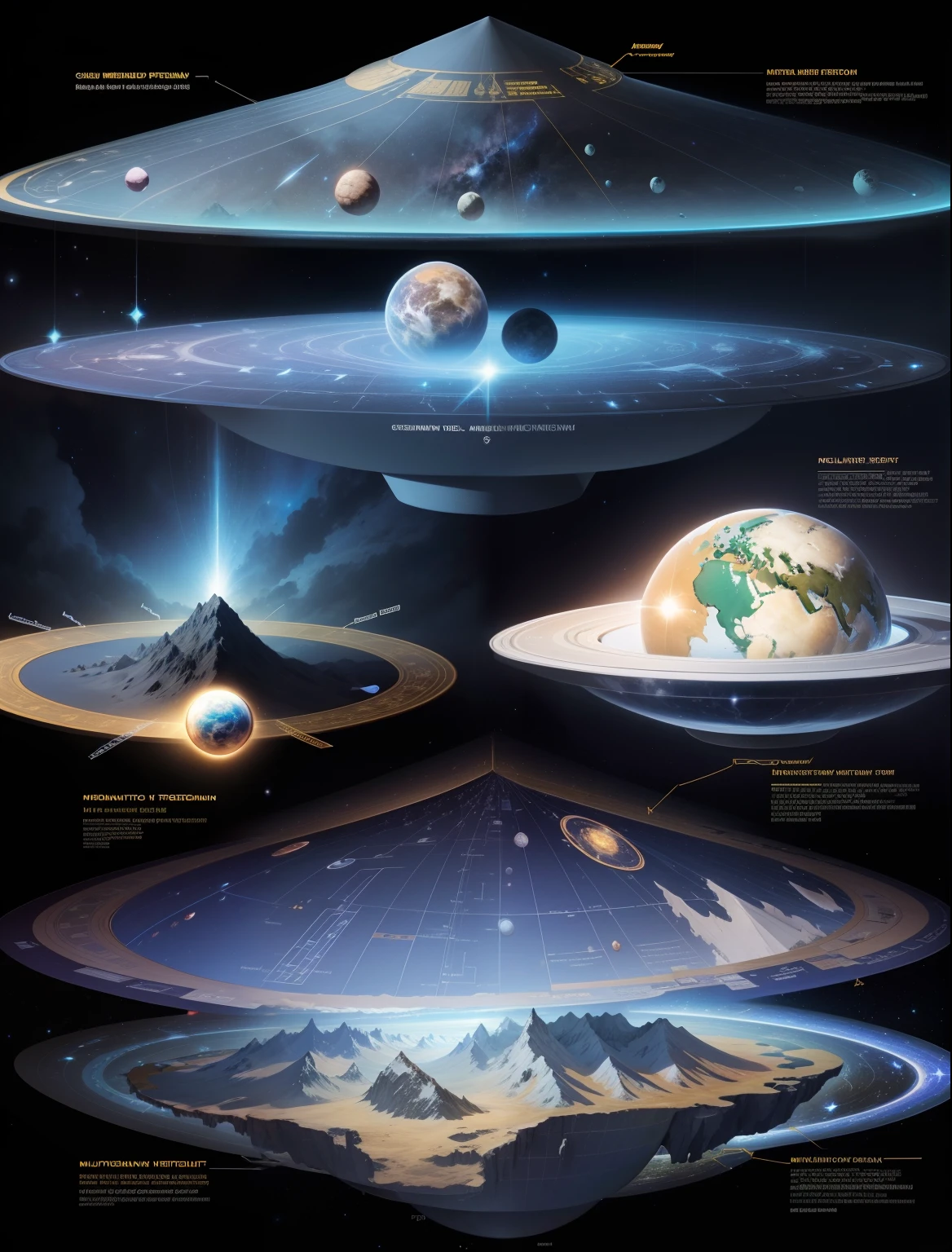 Schematic diagram of the structural hierarchy of the Mount Meru multiverse,Detailed chart annotations,boundage,Border,Planetary hierarchy,Surrounded by stars,Star chart,Detailed details are plentiful,Charts,Astronomy Teaching Diagram,