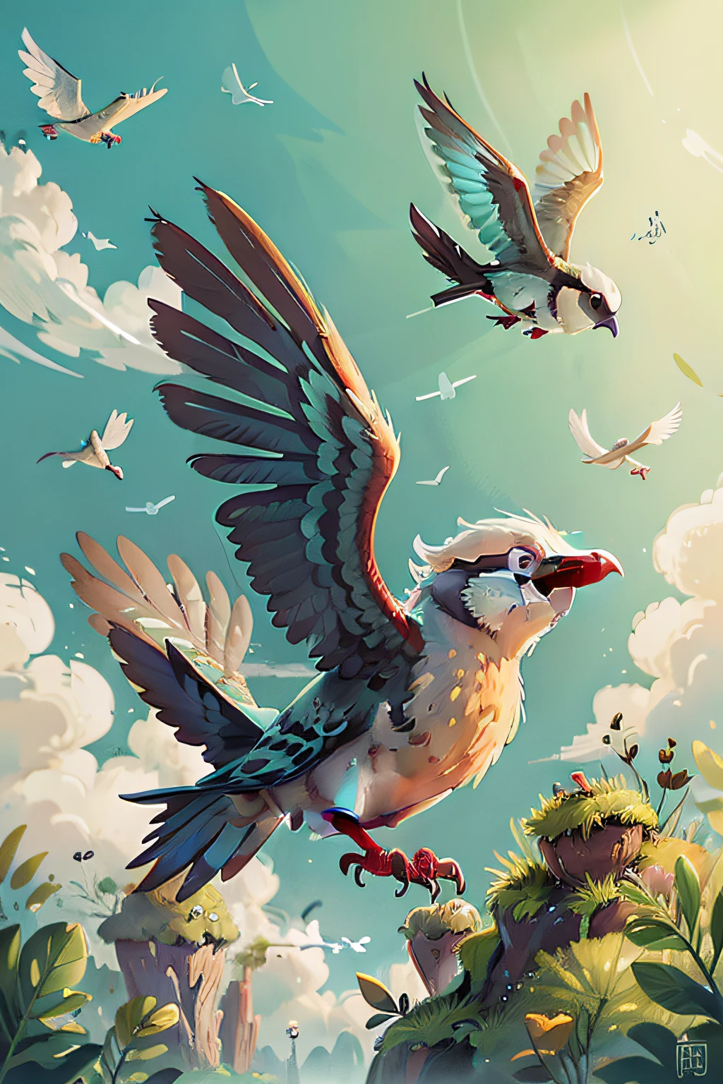 Bird flying free in the sky