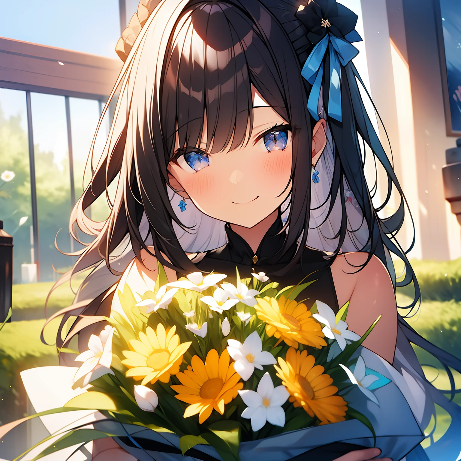 masterpiece、Bouquet that fills the screen、Pretty girl buried in a bouquet of flowers、huge smile、Blessing、congratulations、Various flowers々、Glitter eyes々