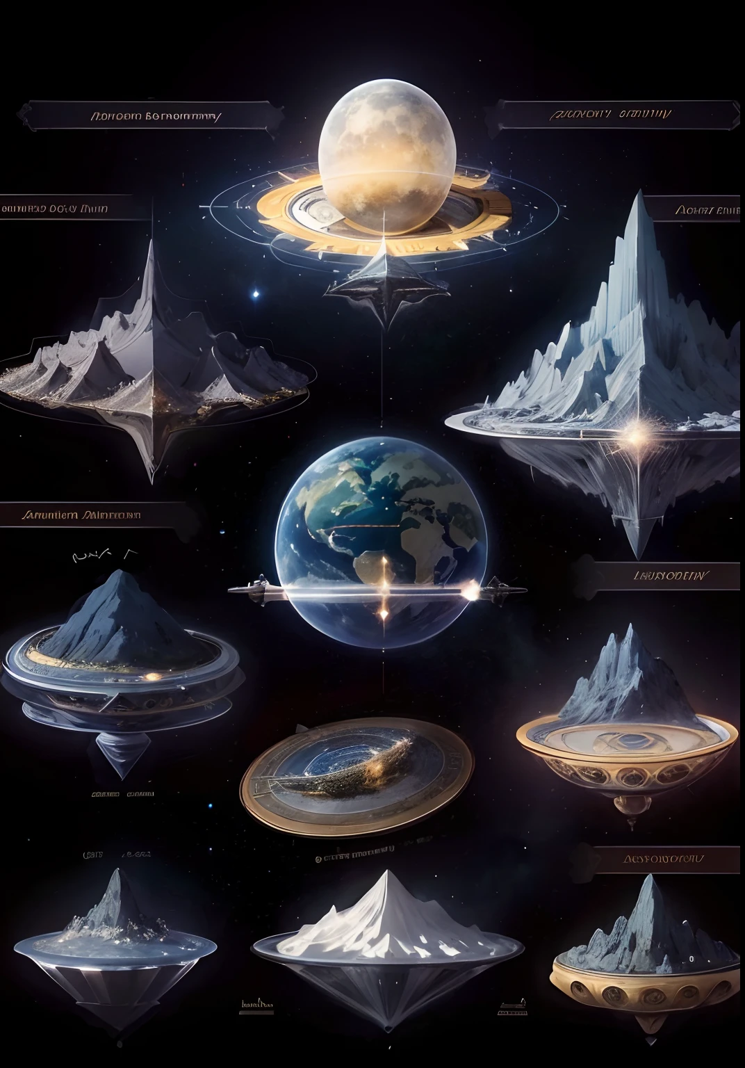 Schematic diagram of the structural hierarchy of the Mount Meru multiverse,Detailed chart annotations,boundage,Border,Planetary hierarchy,Surrounded by stars,Star chart,Detailed details are plentiful,Charts,Astronomy Teaching Diagram,
