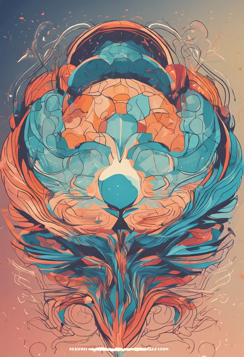 Design an exclusive application logo representing the concept of "Renewing Minds from Afar." Create a minimalist image of an abstract, interconnected network of gentle waves, forming a central nucleus. This nucleus could resemble a serene face, symbolizing the restoration of psychological energy through remote psychotherapy sessions. Utilize a calming color palette to enhance the soothing effect. Logo design, simplified vector illustration, --ar 1:1 --v 5