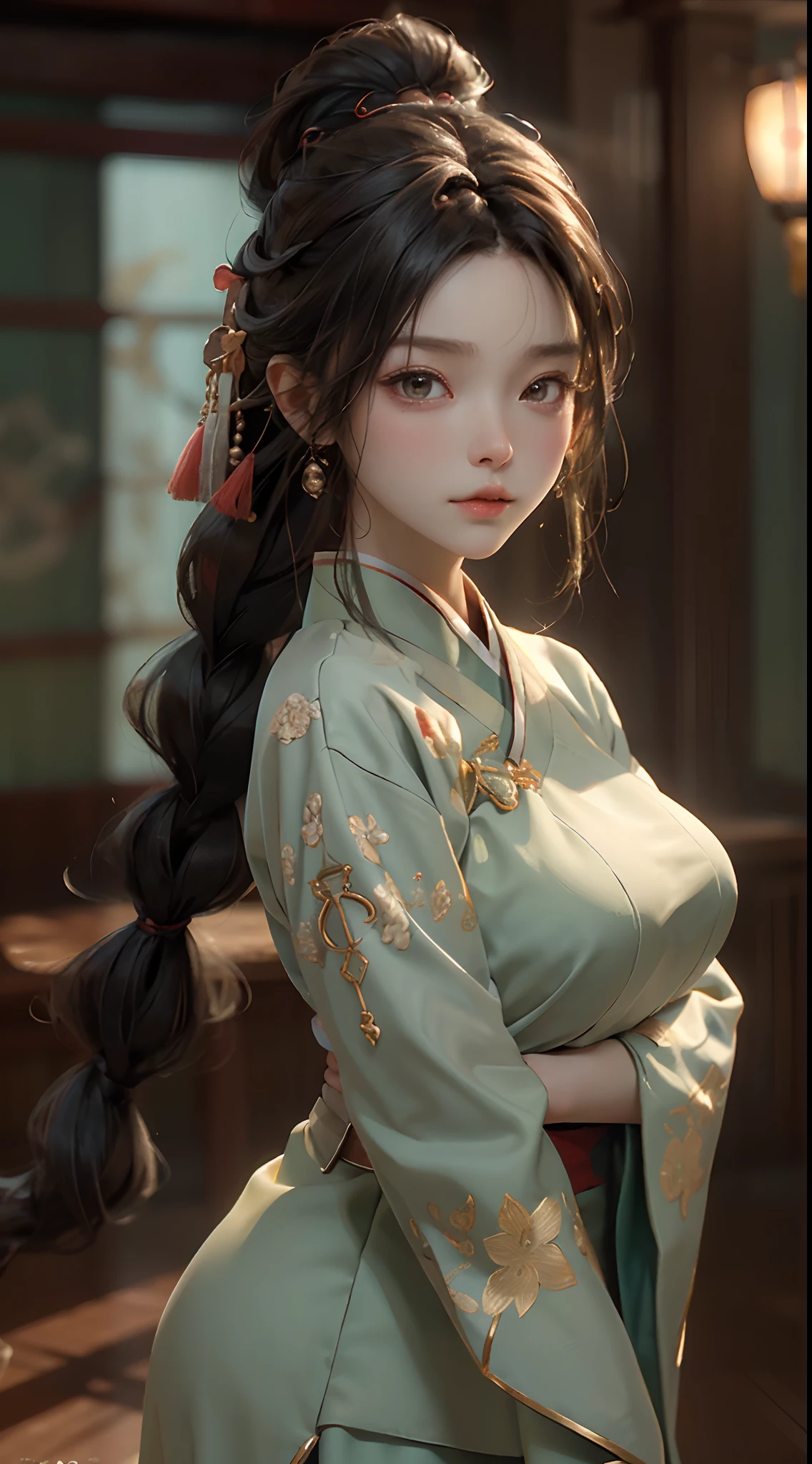 ((8K,RAW photos,top Quority,tmasterpiece)(realisticlying,realisticlying:1.37),(HighestQuali),(Best shadow),(Most Best Illustration),鎖骨((The large)),((,Raised sexy,超高分辨率,HD CG unifies 8K wallpapers,physically-based renderingt,cinmatic lighting),(aegyo sal:1),18 years old girls,Need,tmasterpiece,whaite hair,Golden eyes,Hairline,Fair skin,SideBraid,1 sexy girl, taking a shower, beauitful face, adorable eyes, huge tit,busty figure,Chinese Hanfu,tmasterpiece,16k,Ray traching,NVIDIA RTX,Hyper-Resolution,Unreal 5,Subsurface scattering、PBR Texture,Anisotropy Filtering,depth of fields,MAXIMUM DEFINITION,Many-Layer Textures,Albedo e mapas Speculares,Surface coloring,Accurate simulation of light-material interactions,perfectly proportions,Two-colored light,largeaperture,Low ISO,White balance,the rule of thirds
