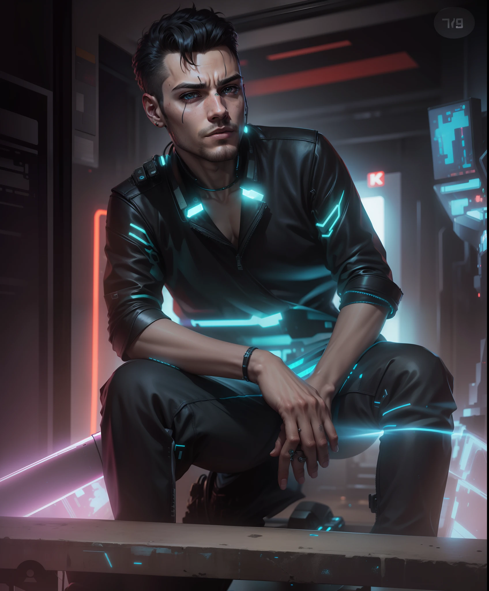 Change background, cyberpunk, handsome boy, realistic face, 8k, ultra realistic