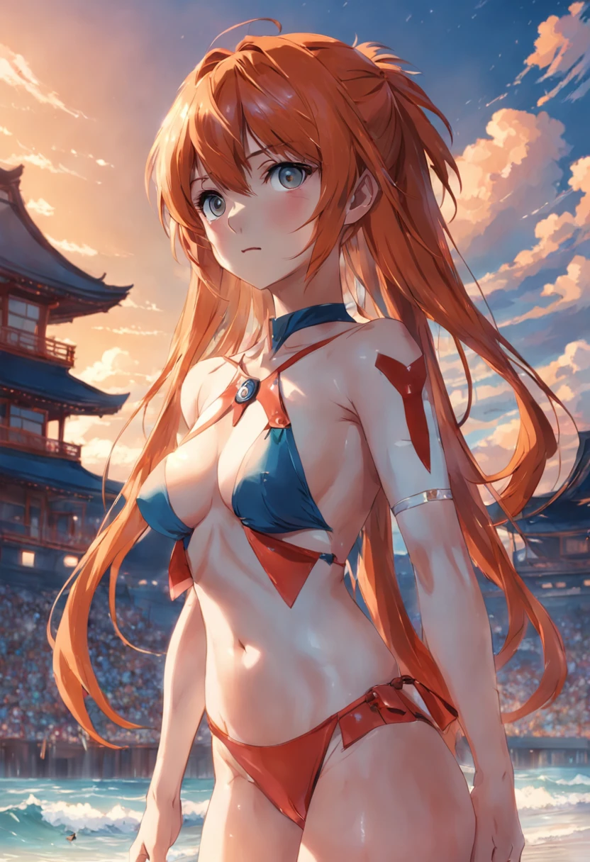 Asuka in a bikini at the seaside protrusion