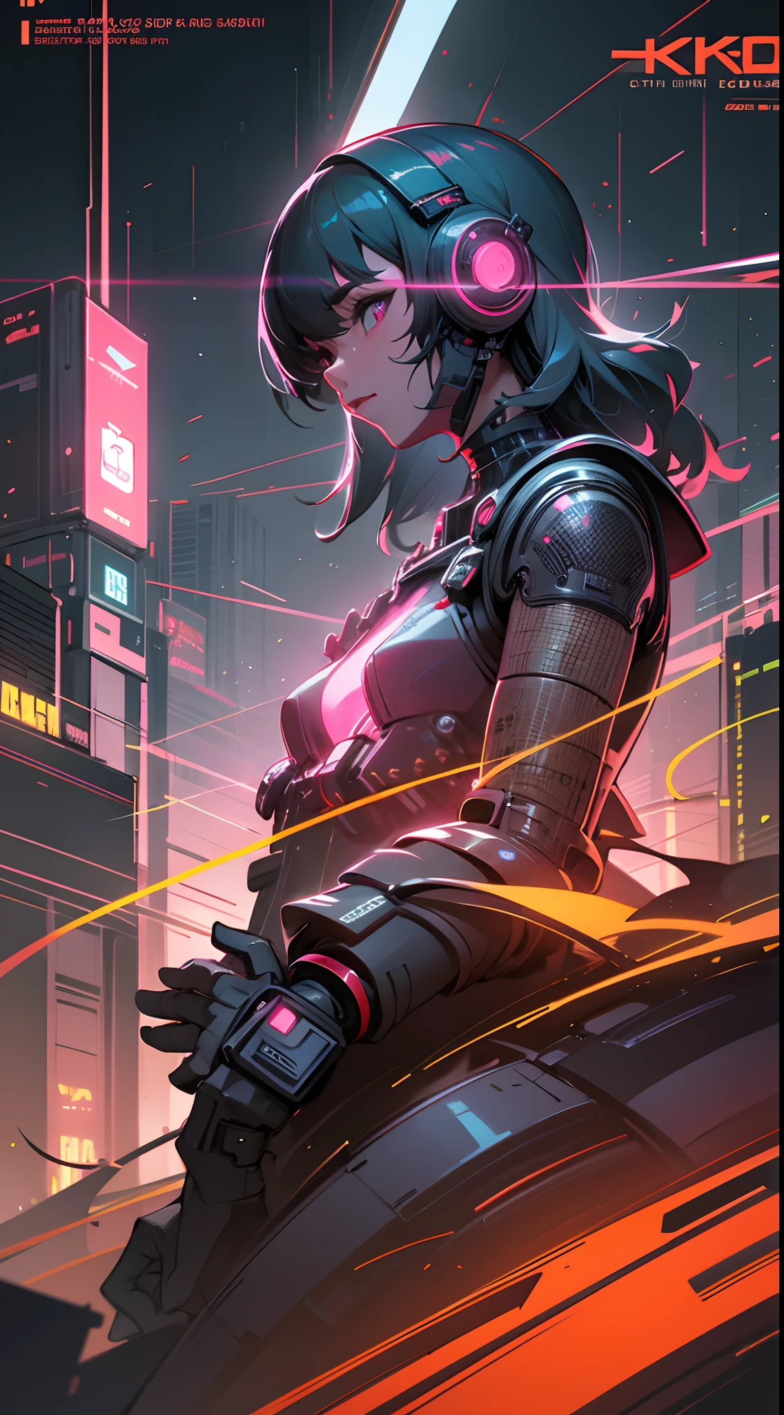 cyber punk digital art of a neon lit city with a samurai figure highlighting the contrast between traditional and futuristic 4k highly detailed digital art, 8k stunning artwork