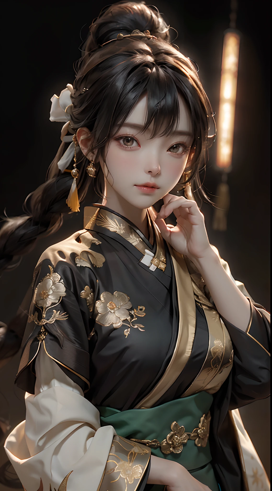 ((8K,RAW photos,top Quority,tmasterpiece)(realisticlying,realisticlying:1.37),(HighestQuali),(Best shadow),(Most Best Illustration),鎖骨((The large)),((,Raised sexy,超高分辨率,HD CG unified 8K wallpapers,physically-based renderingt,cinmatic lighting),(aegyo sal:1),18 years old girls,Need,tmasterpiece,whaite hair,Golden eyes,Hairline,Fair skin,SideBraid,1 sexy girl, taking a shower, beauitful face, adorable eyes, huge tit,busty figure,Black and gold Chinese Hanfu,fine embroidery,Open your hands,tmasterpiece,16k,Ray traching,NVIDIA RTX,Hyper-Resolution,Unreal 5,Subsurface scattering、PBR Texture,Anisotropy Filtering,depth of fields,MAXIMUM DEFINITION,Many-Layer Textures,Albedo e mapas Speculares,Surface coloring,Accurate simulation of light-material interactions,perfectly proportions,Two-colored light,largeaperture,Low ISO,White balance,the rule of thirds