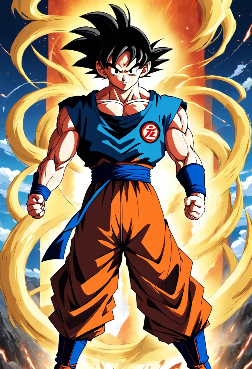 "Take Akira Toriyama's《dragonball z》Make dynamic movie posters in the iconic style, Showcasing Goku's epic battles."